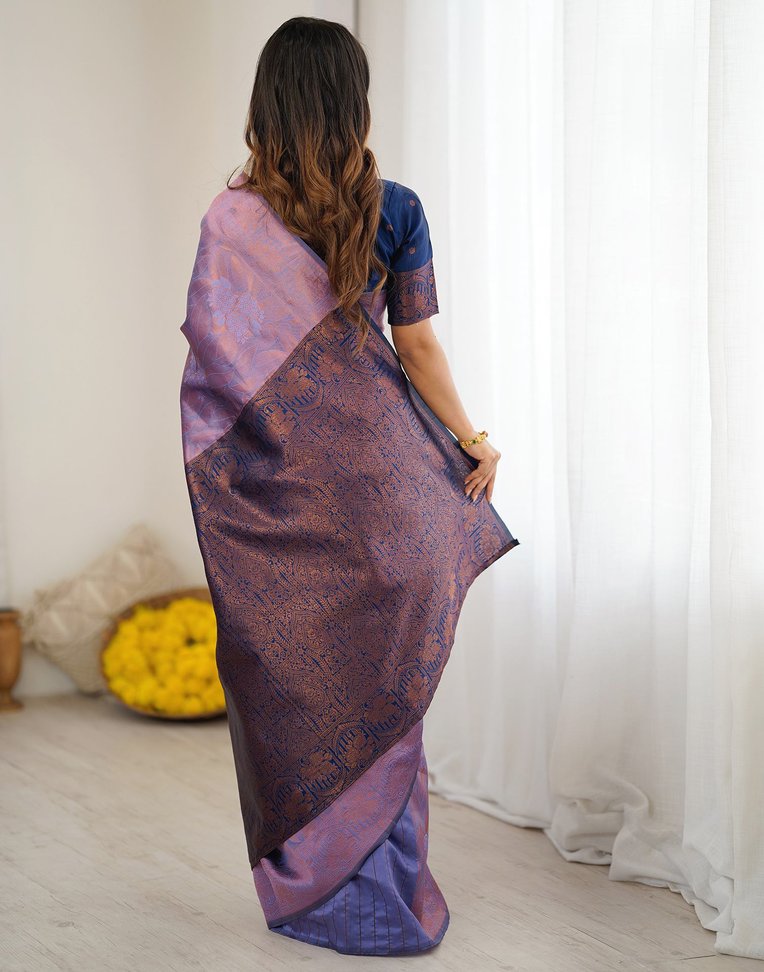 Lavender Silk Woven Saree