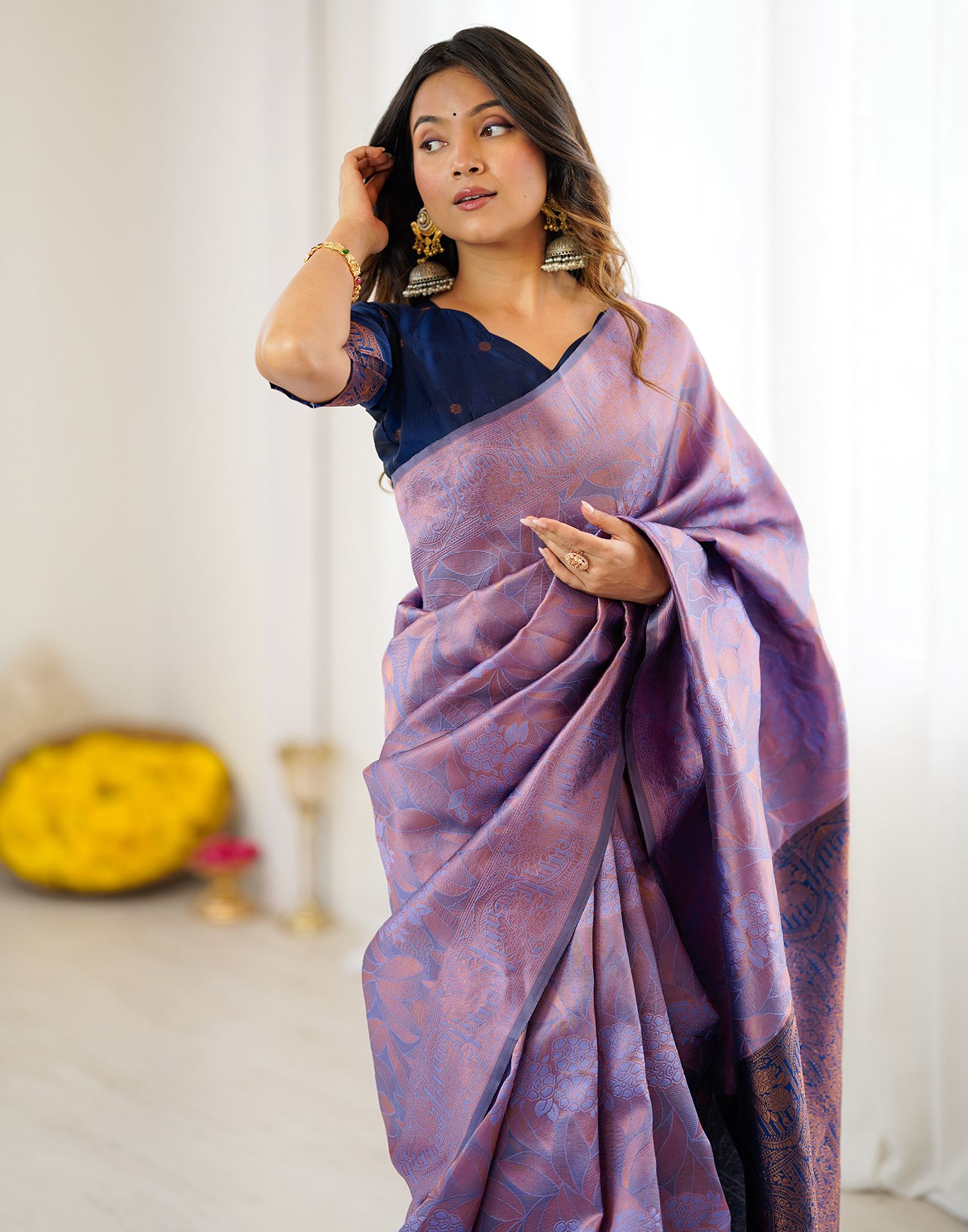 Lavender Silk Woven Saree