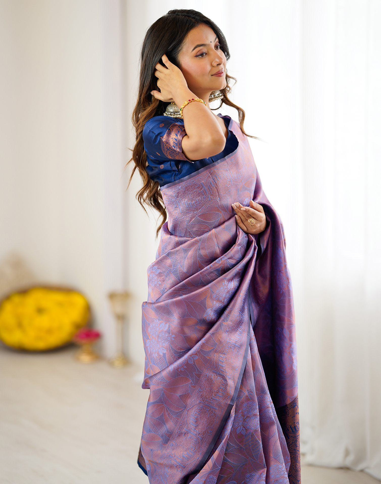 Lavender Silk Woven Saree