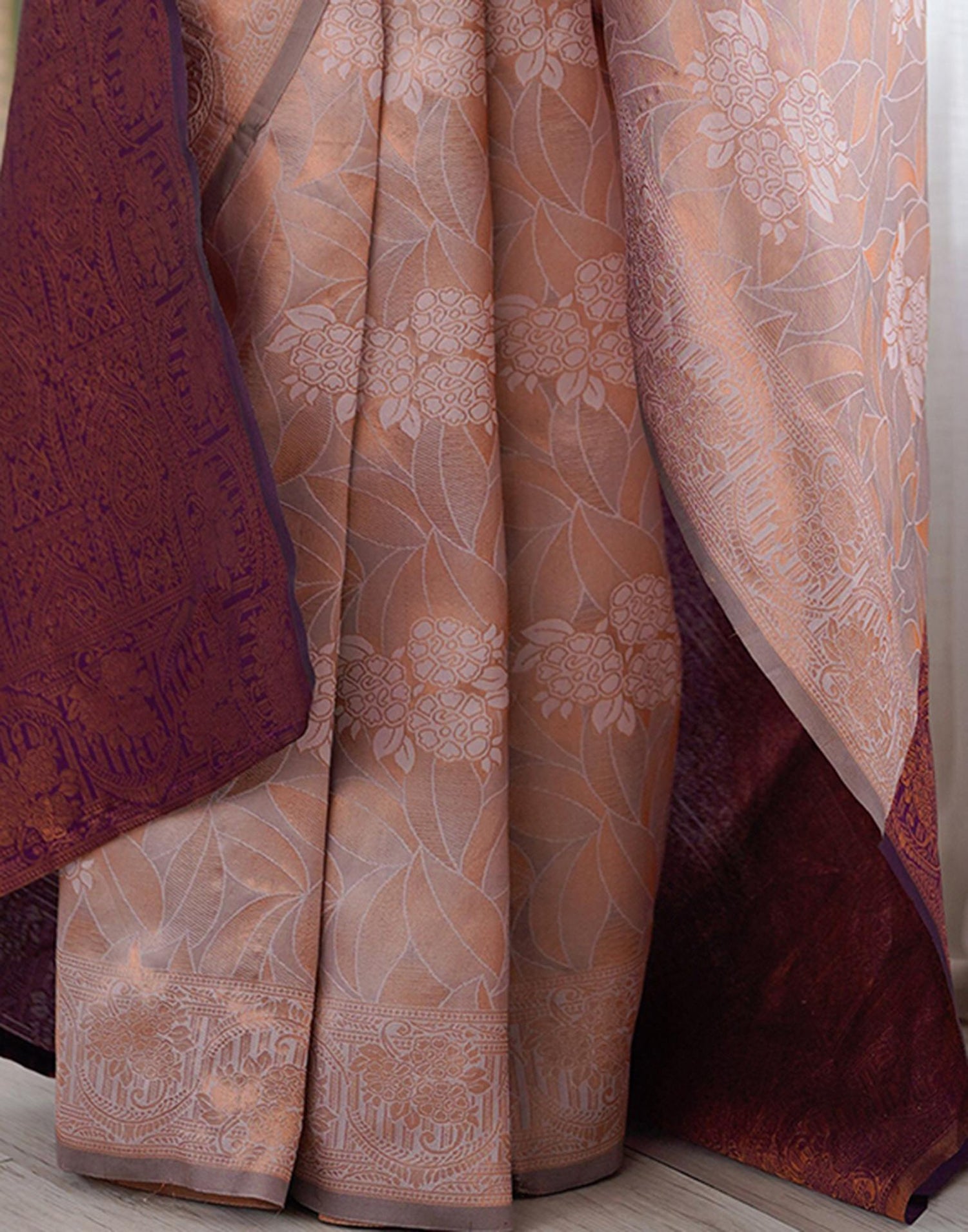 Mauve Silk Woven Saree