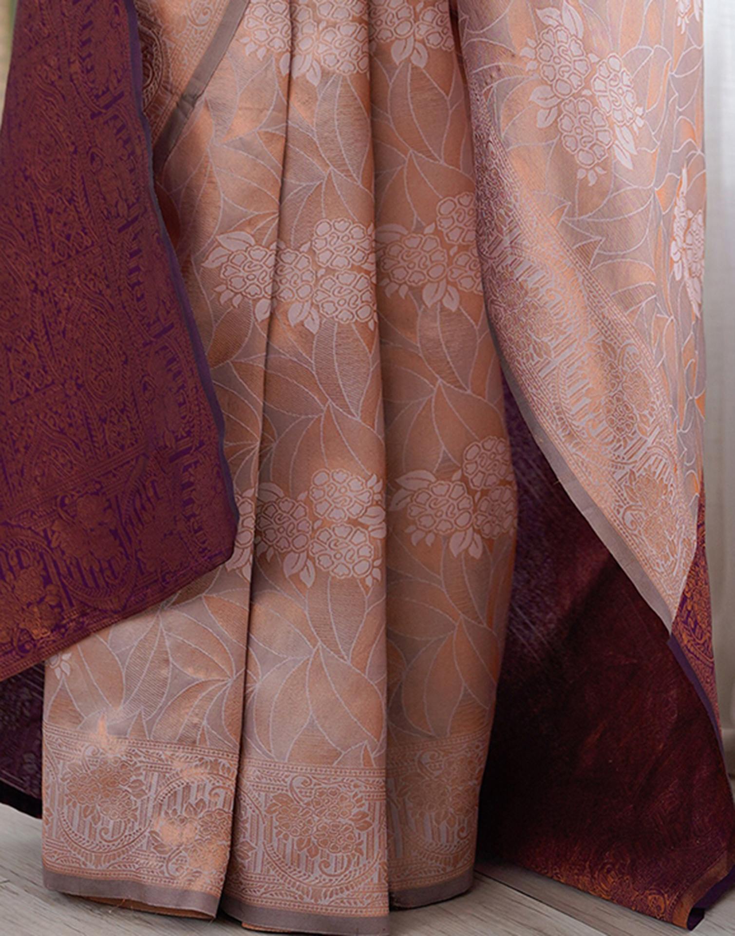 Mauve Silk Woven Saree