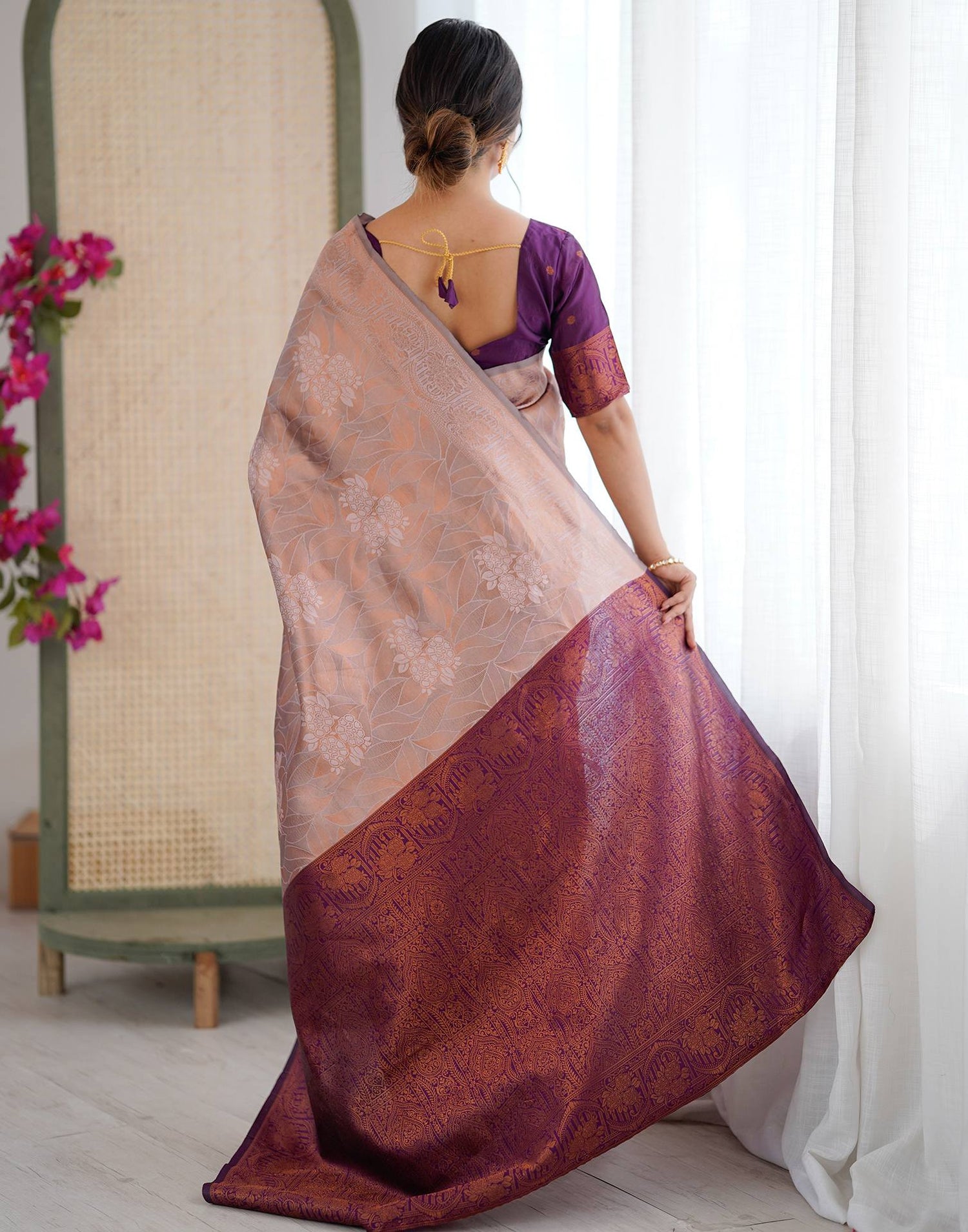 Mauve Silk Woven Saree