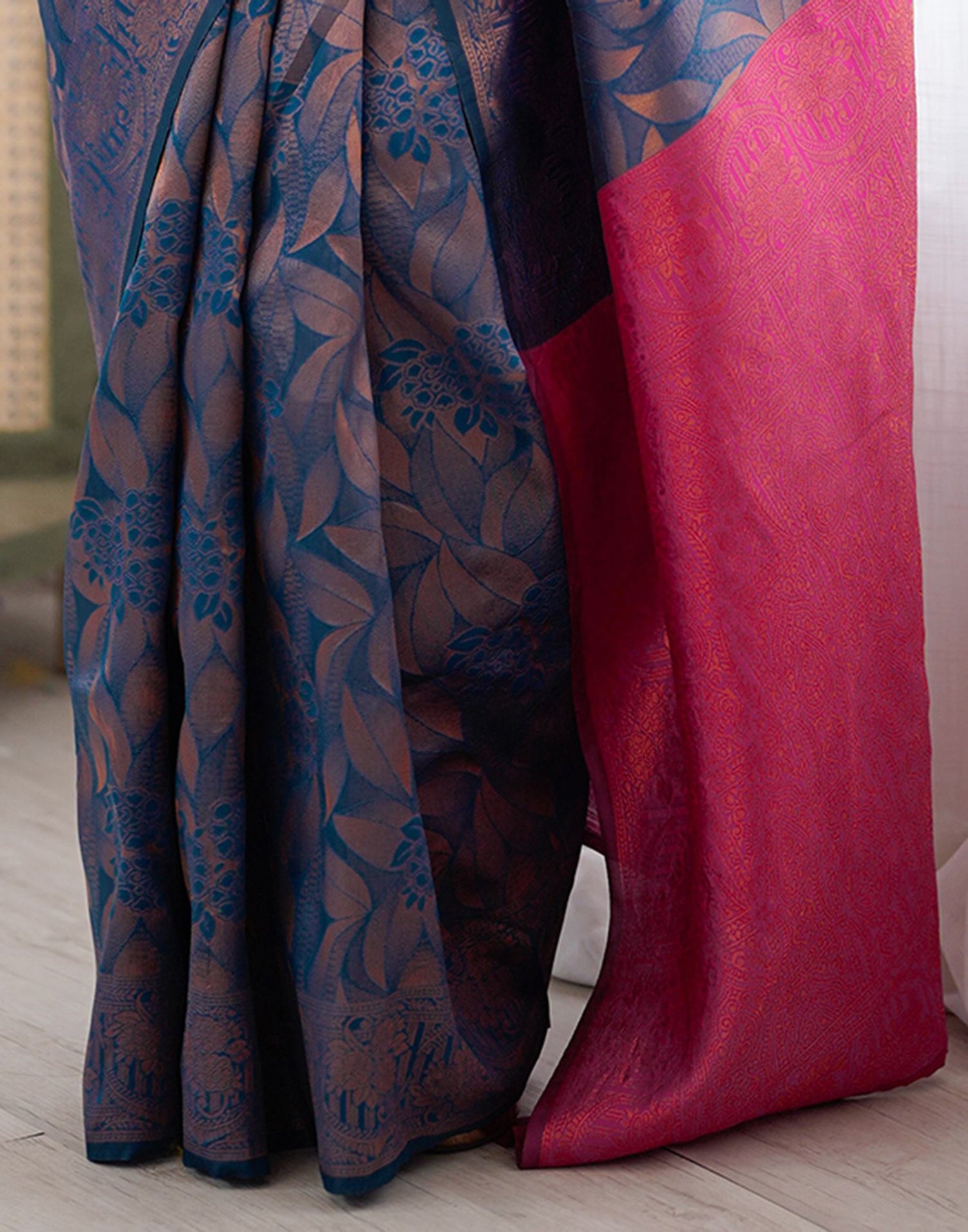 Rama Blue Silk Woven Banarasi Saree