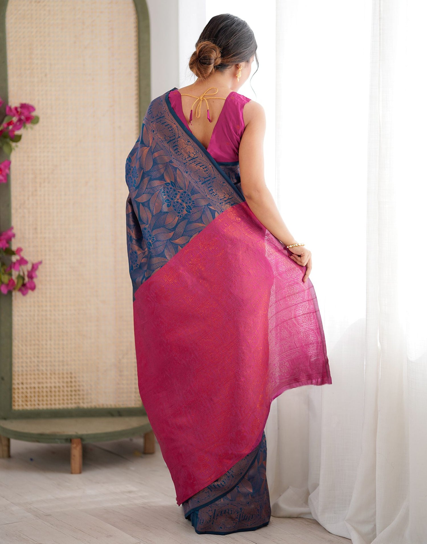 Rama Blue Silk Woven Banarasi Saree