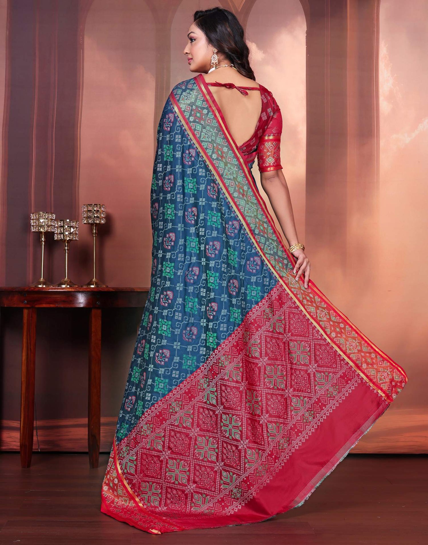 Navy Blue Silk Woven Patola Saree