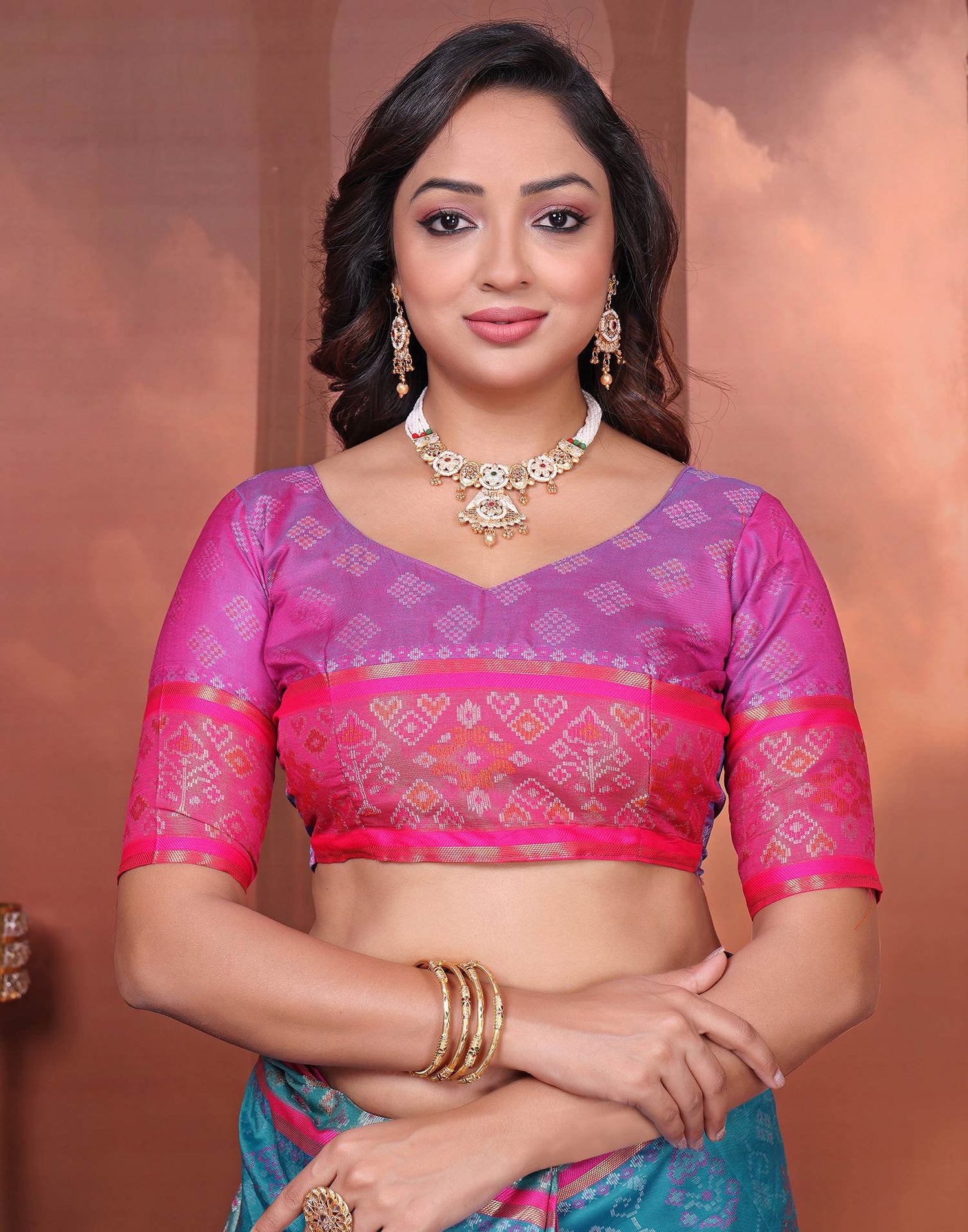 Turquoise Blue Silk Woven Patola Saree