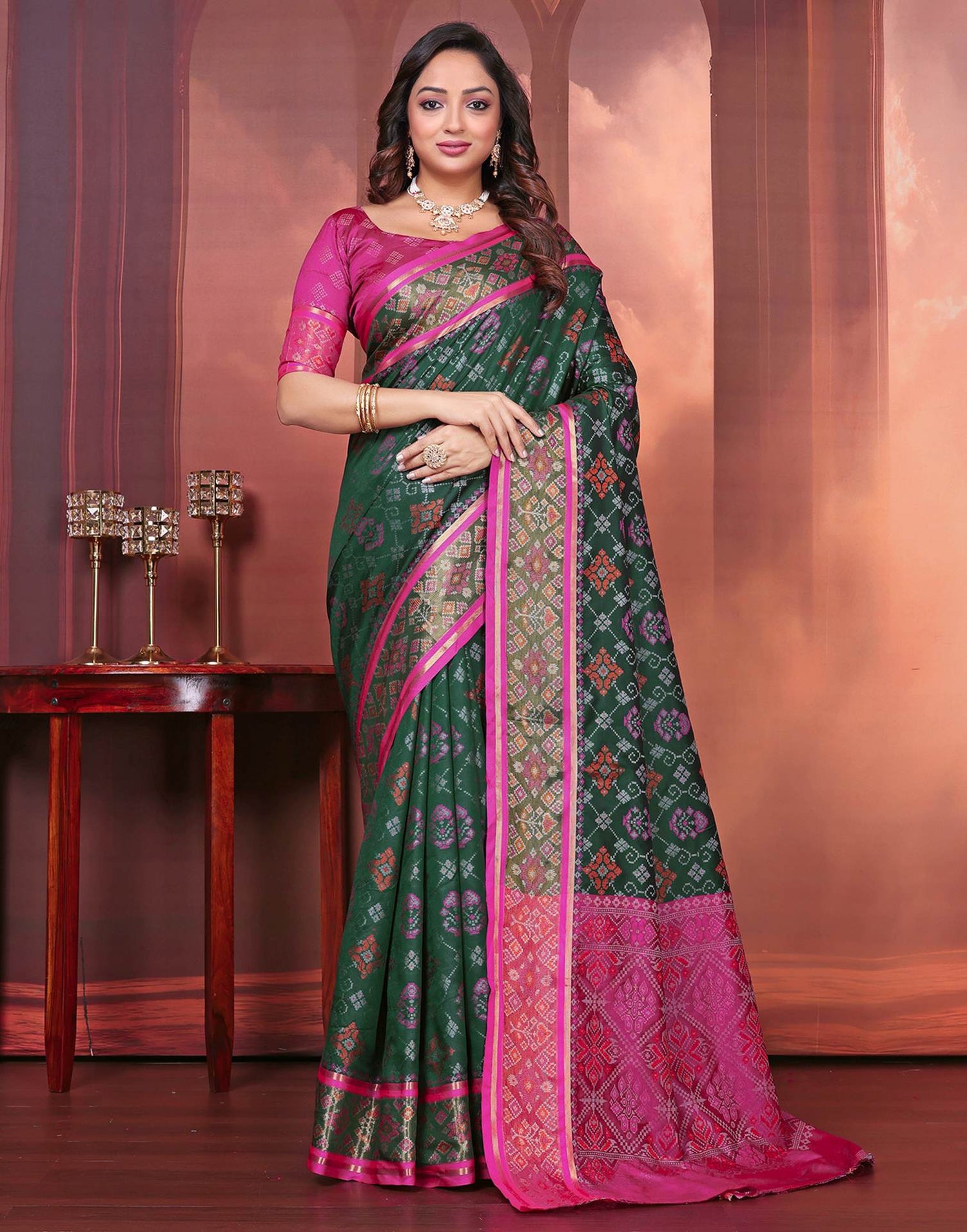 Green Silk Woven Patola Saree