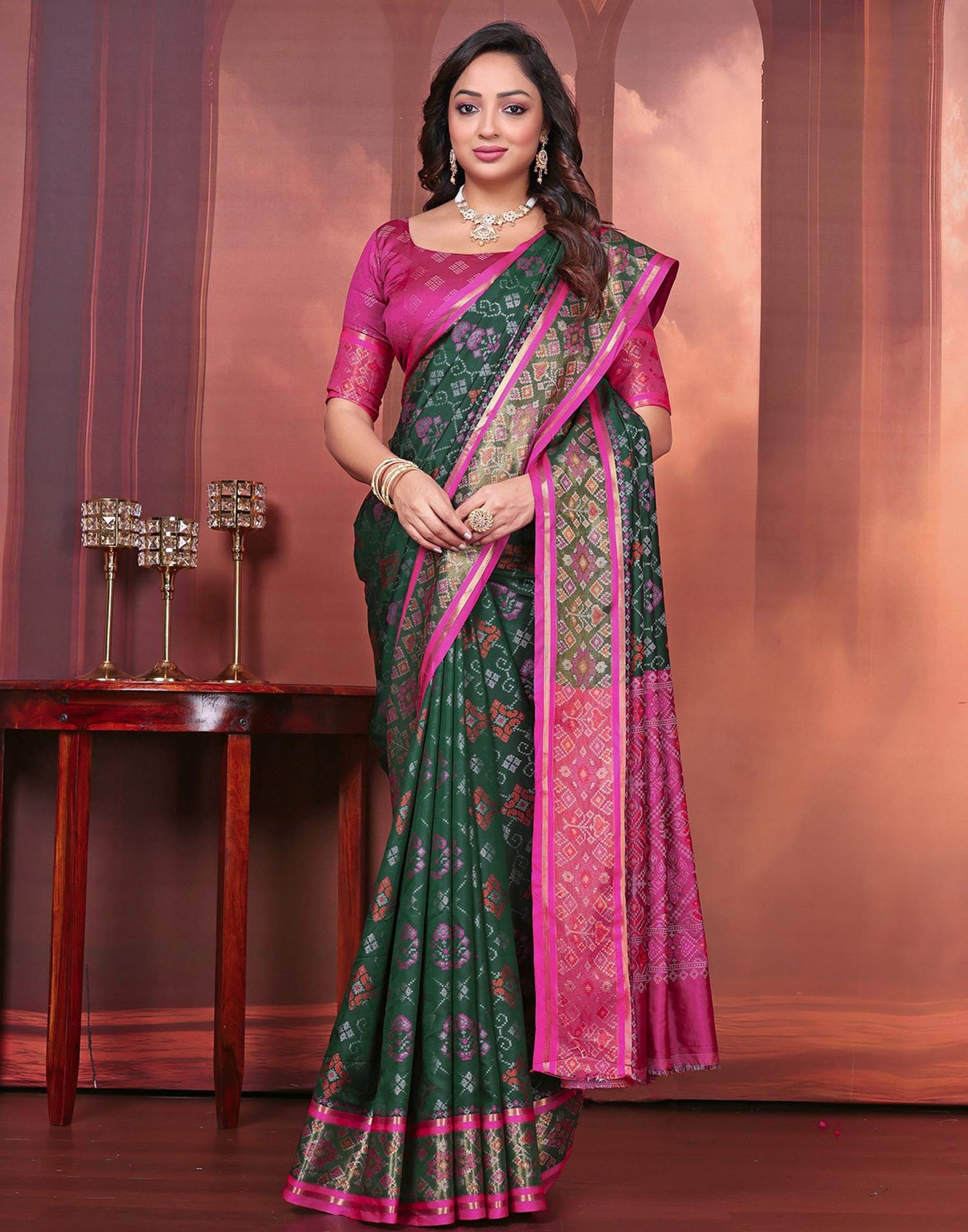 Green Silk Woven Patola Saree