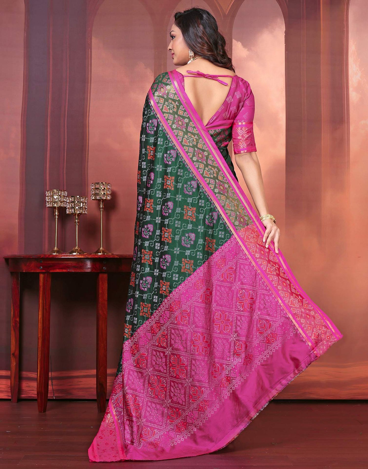Green Silk Woven Patola Saree