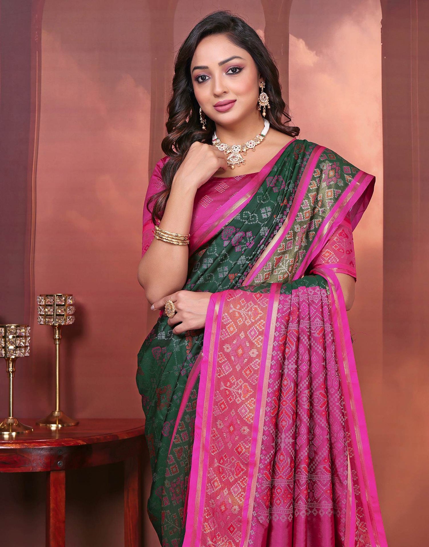 Green Silk Woven Patola Saree