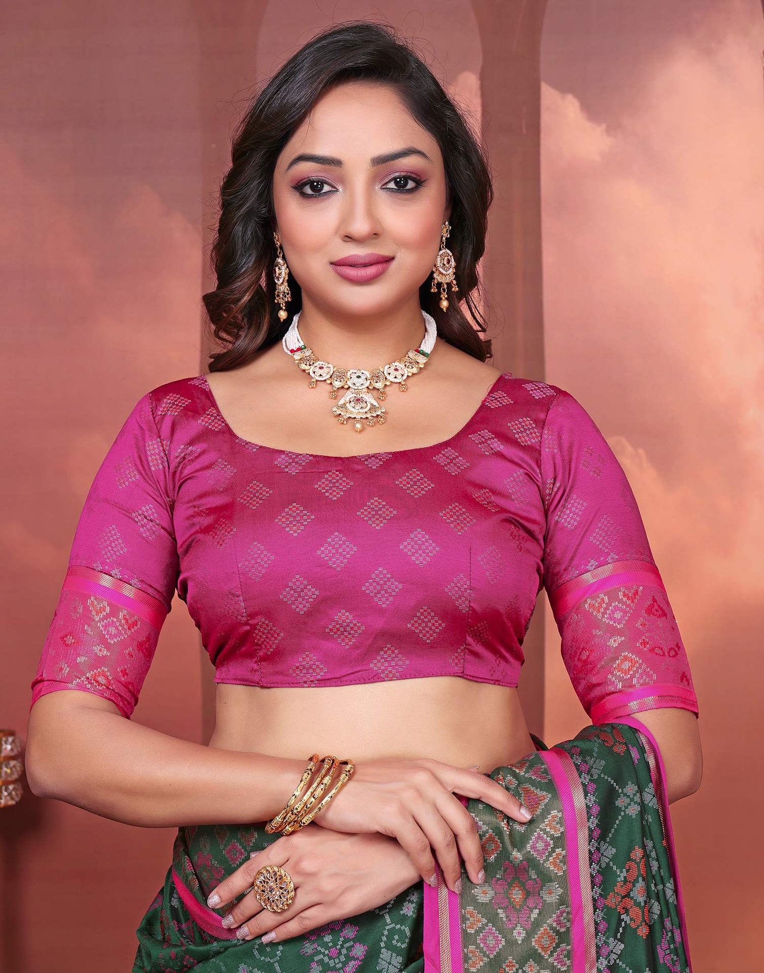 Green Silk Woven Patola Saree