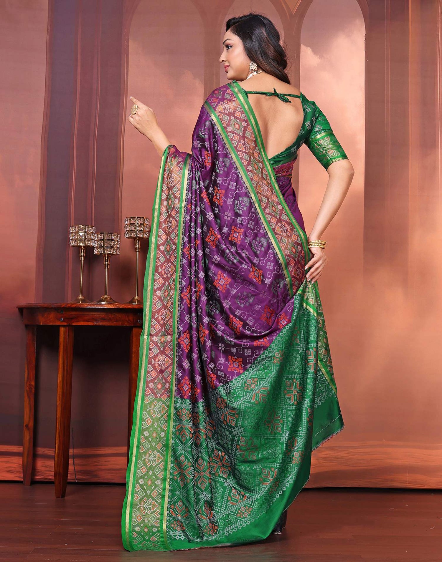 Dark Purple Silk Woven Patola Saree