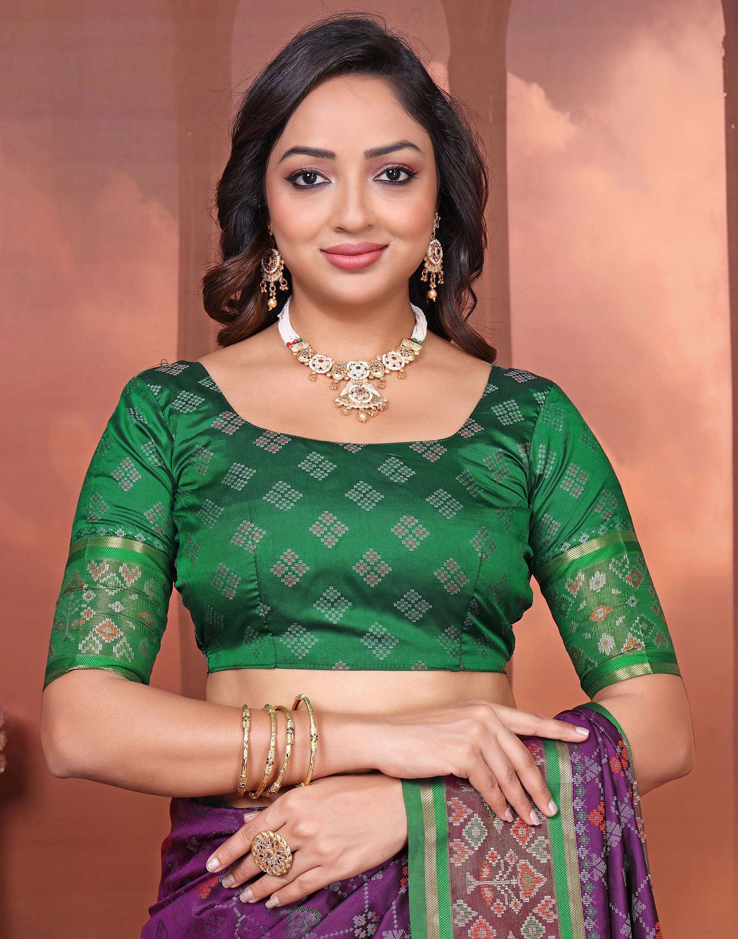 Dark Purple Silk Woven Patola Saree