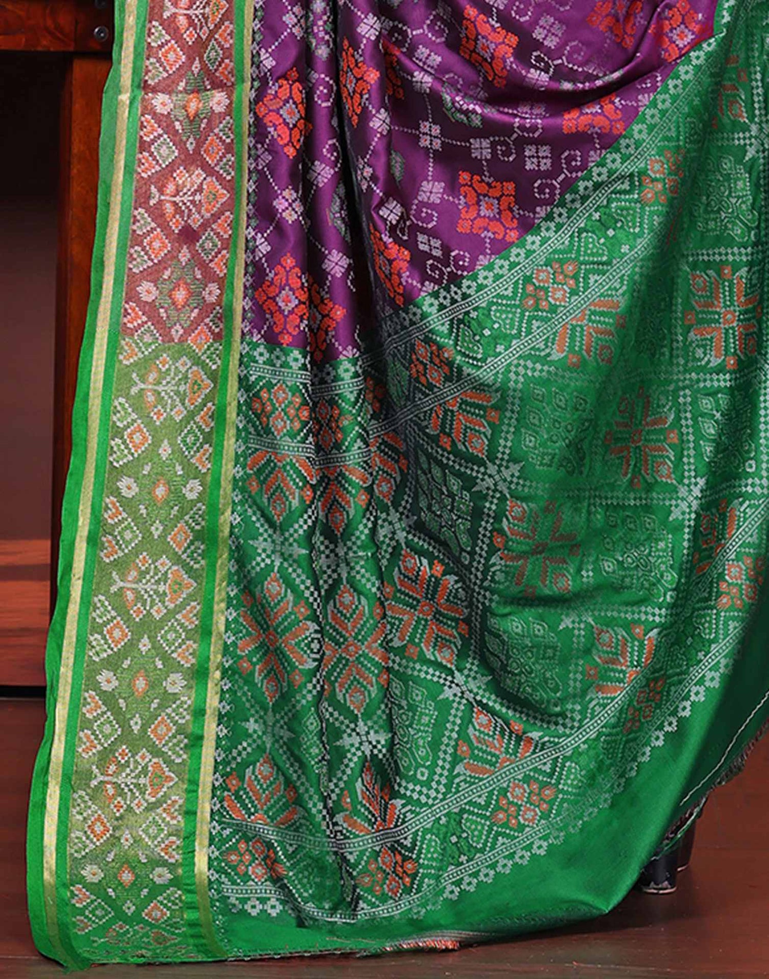 Dark Purple Silk Woven Patola Saree