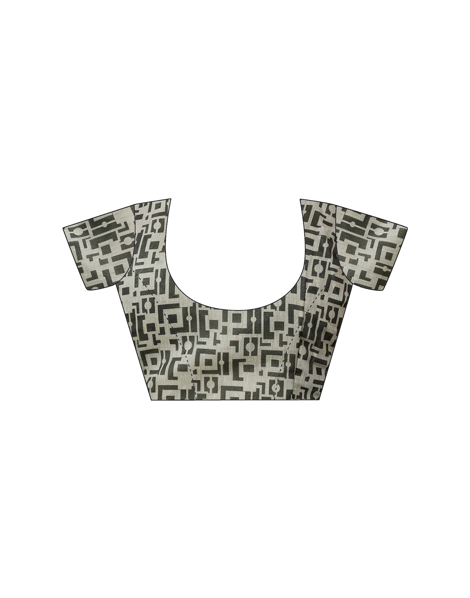 Ready To Wear Beige Chanderi Printed Saree With Pocket