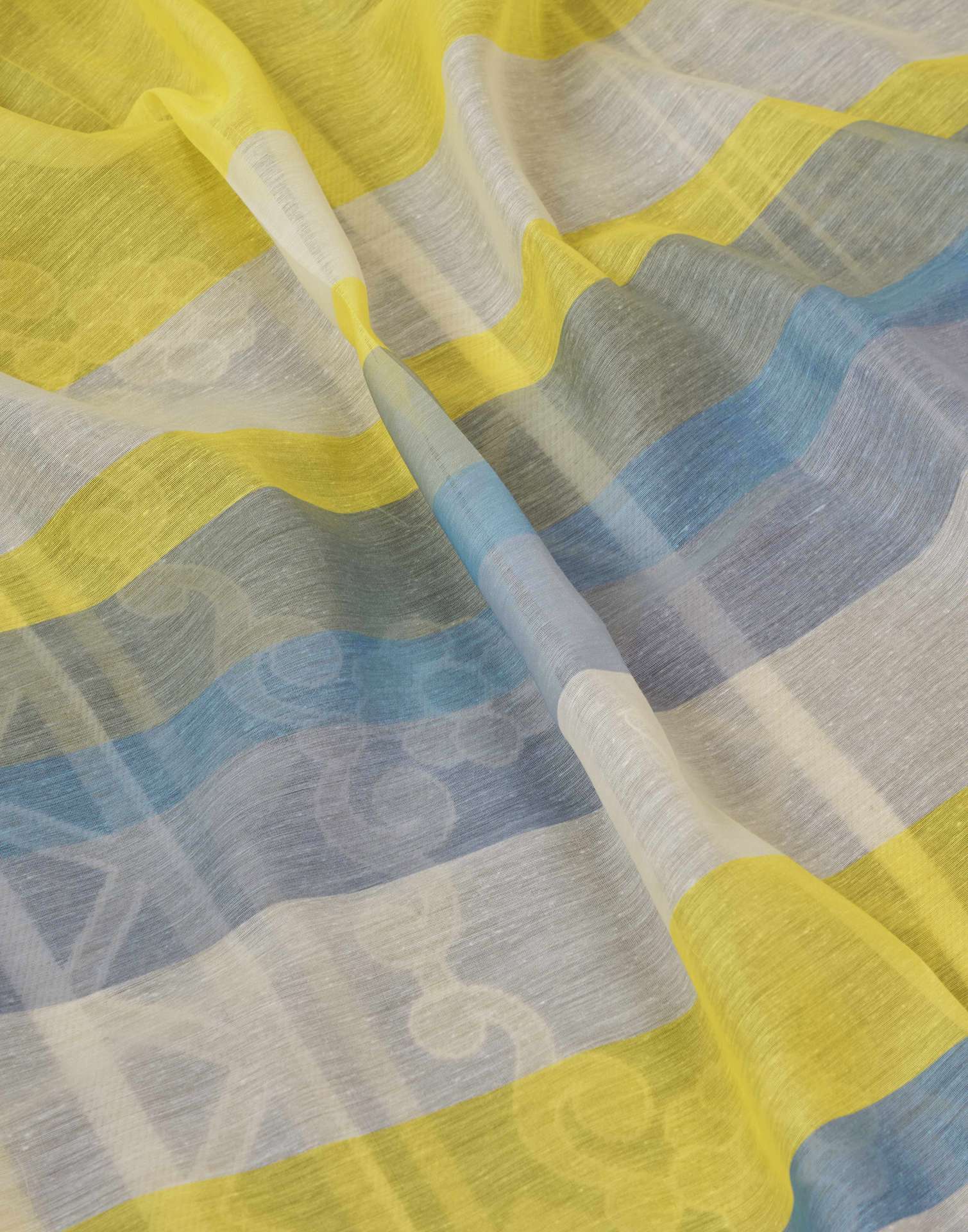 Ready To Wear Bright Yellow Chanderi Printed Saree With Pocket