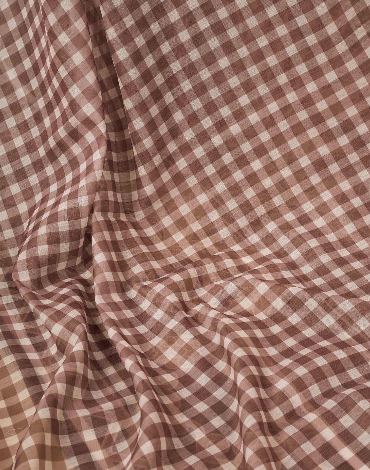 Ready To Wear Brow Chanderi Printed Saree With Pocket