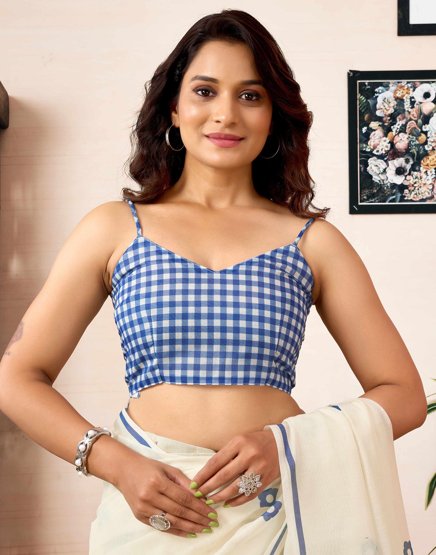 Ready To Wear Off White Chanderi Floral Printed Saree With Pocket