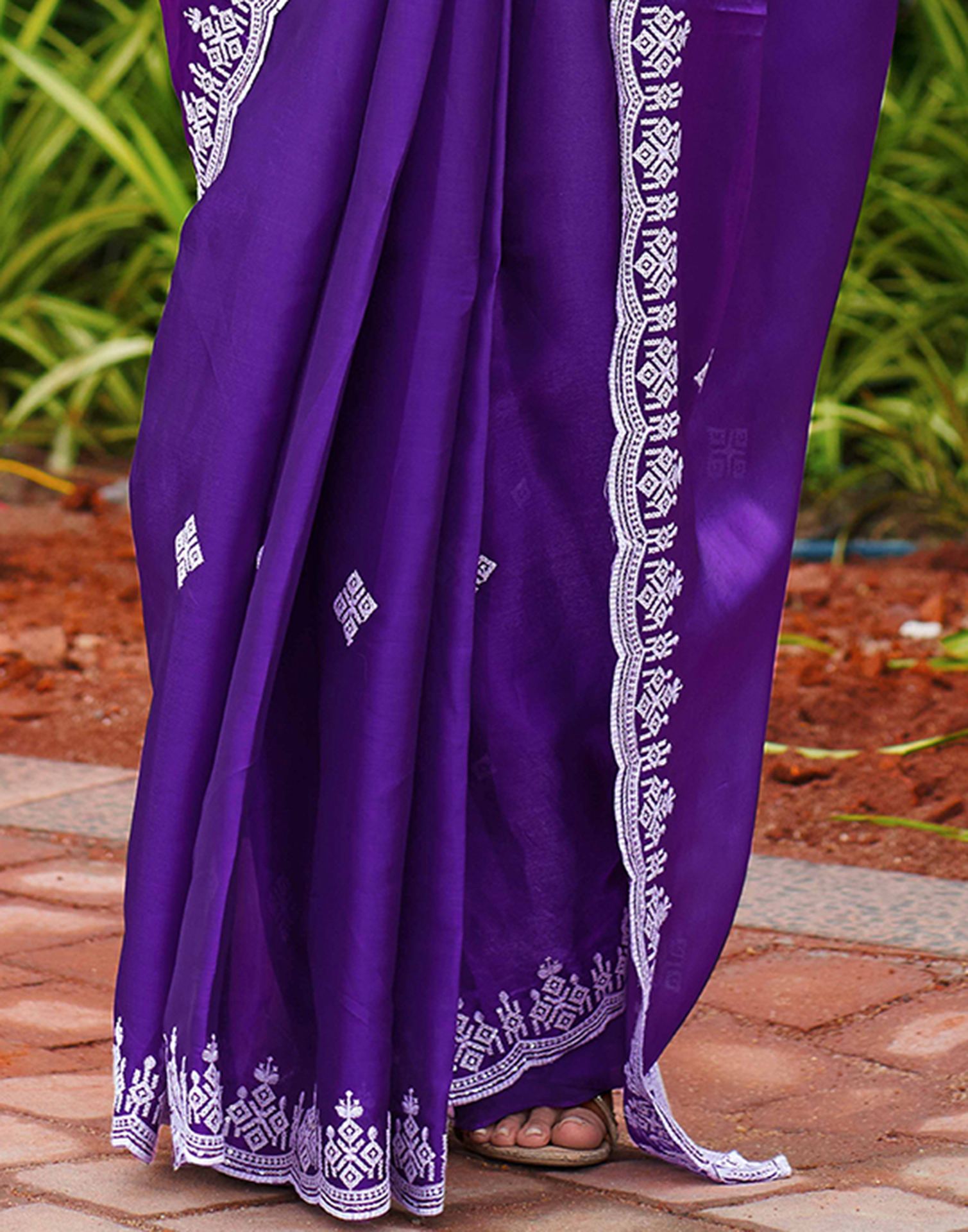 Voilet Shimmer Sequence Embroidery Saree