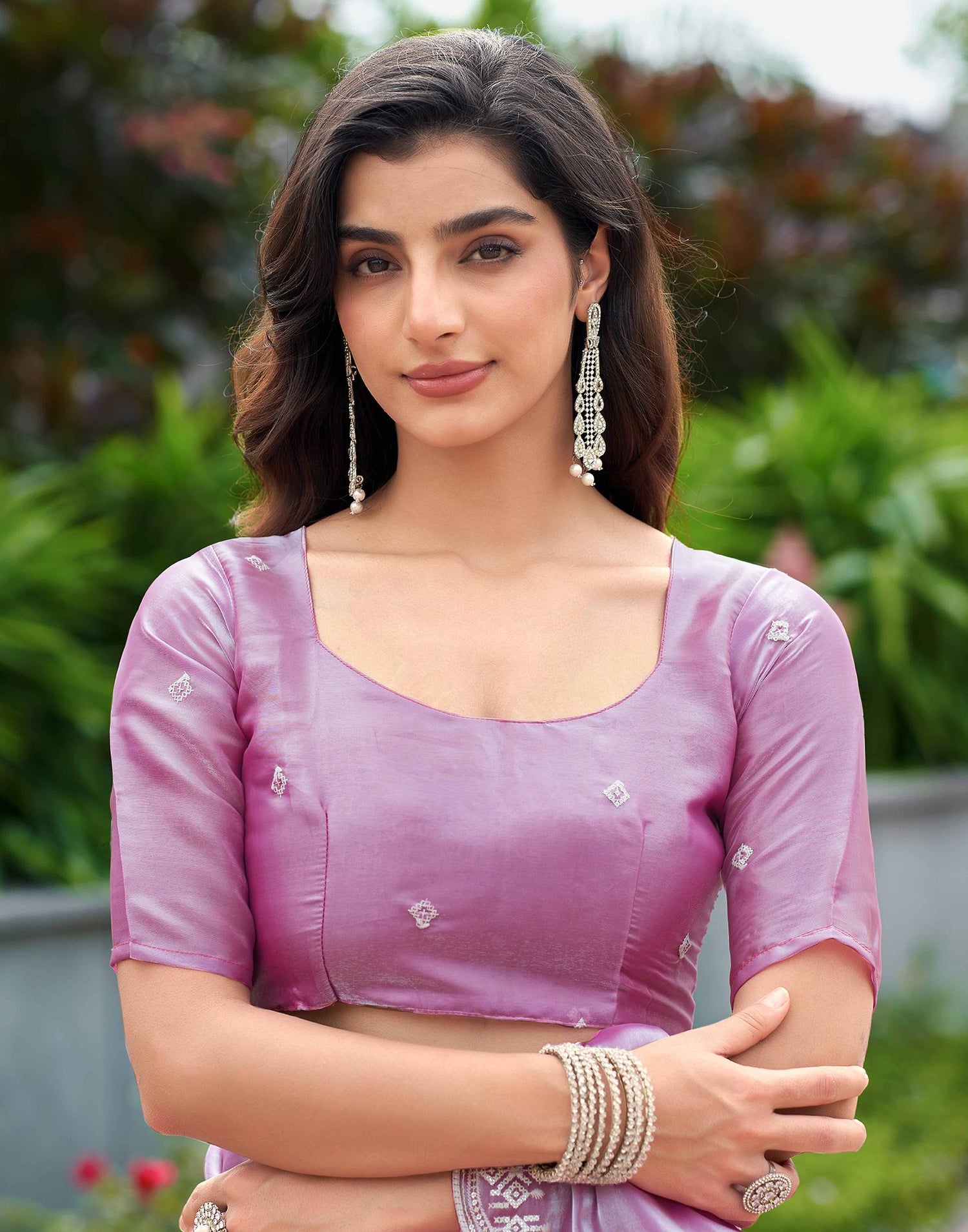 Light Pink Shimmer Sequence Embroidery Saree