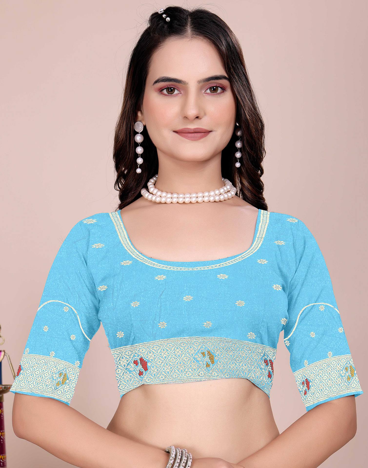 Rama Blue Silk Woven Saree
