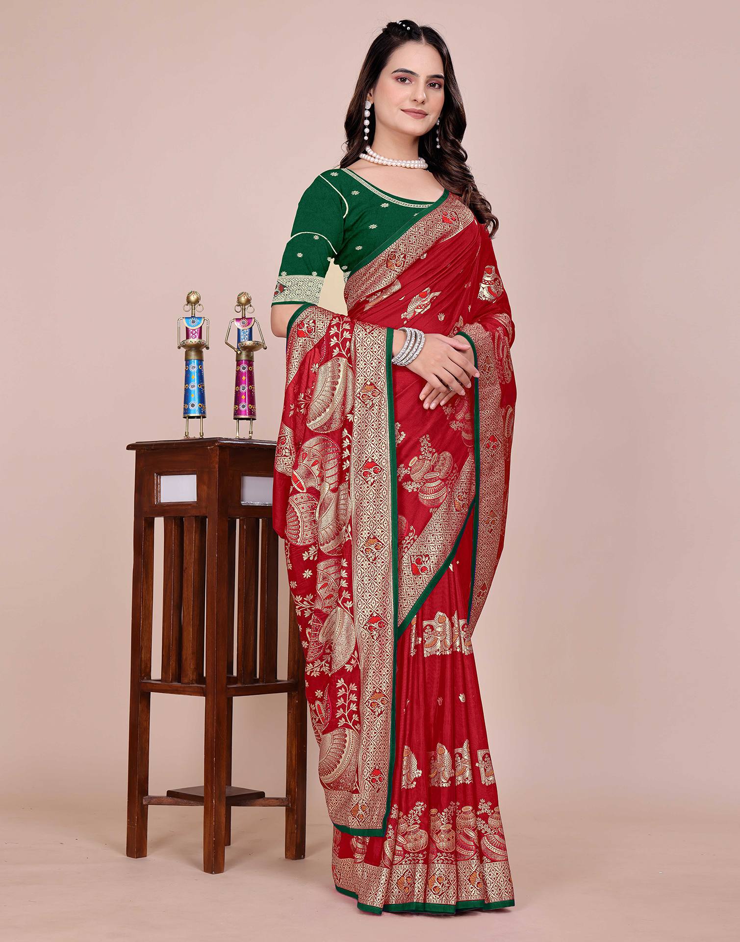 Red Silk Woven Saree
