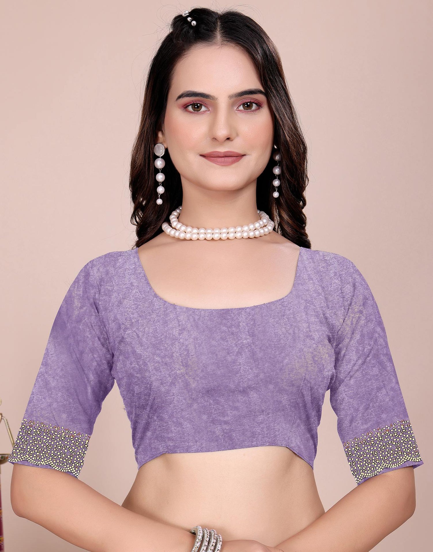 Lavender Tissue Silk Stone Work Swarovski Saree