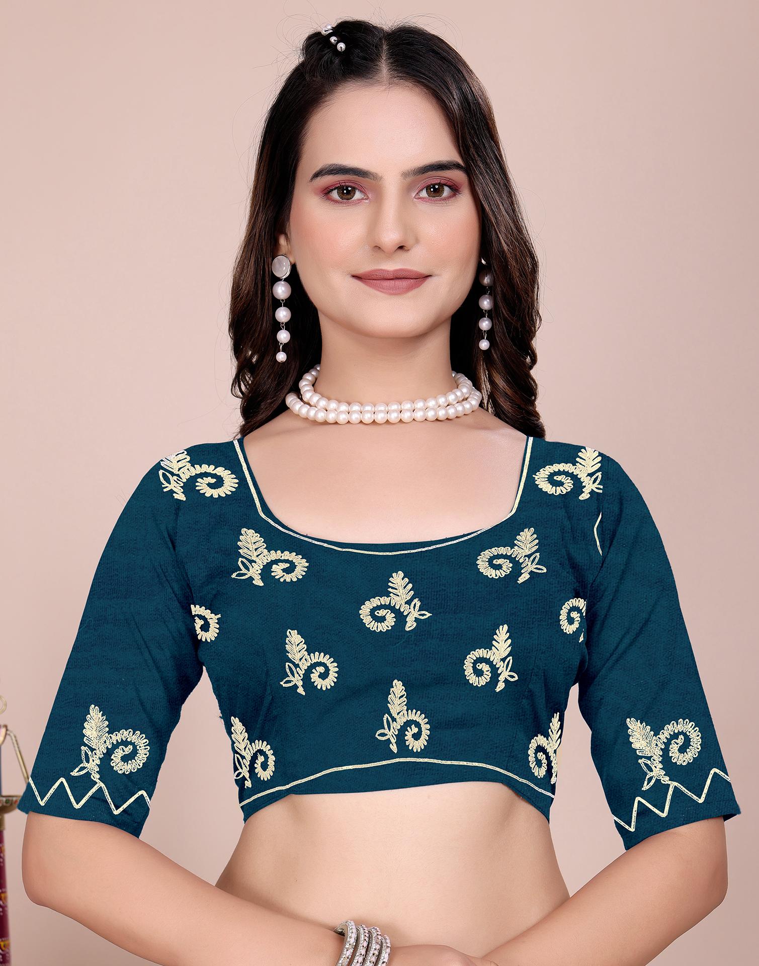 Blue Chinnon Printed Bandhani Saree