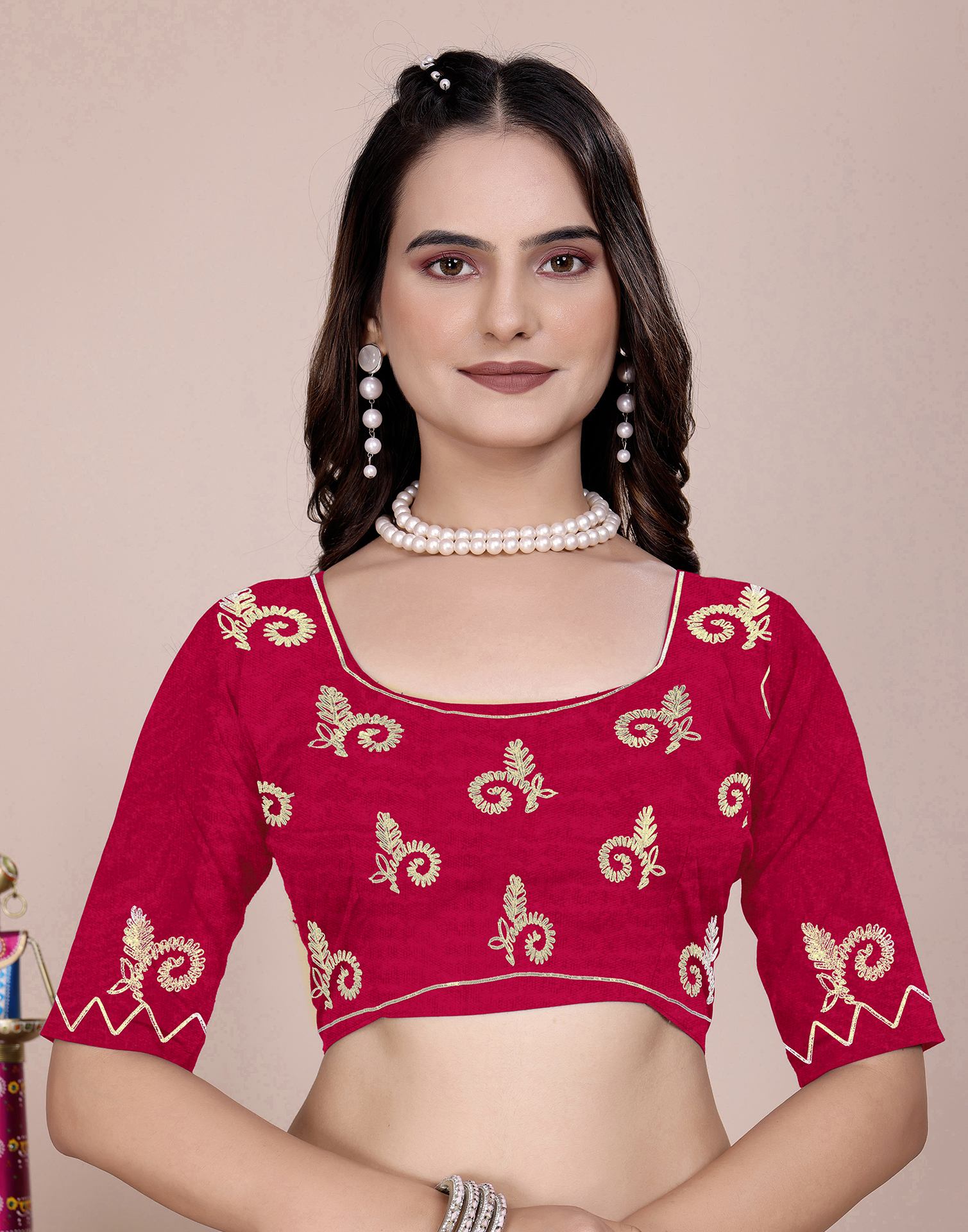 Pink Chinnon Printed Bandhani Saree