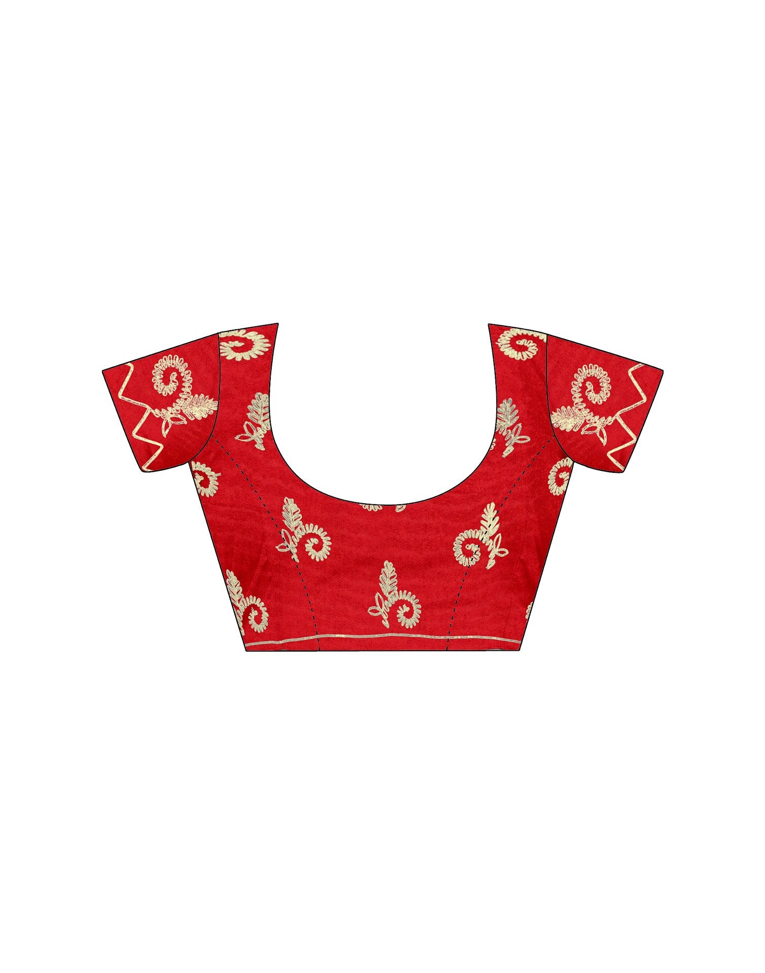 Red Chinnon Printed Bandhani Saree