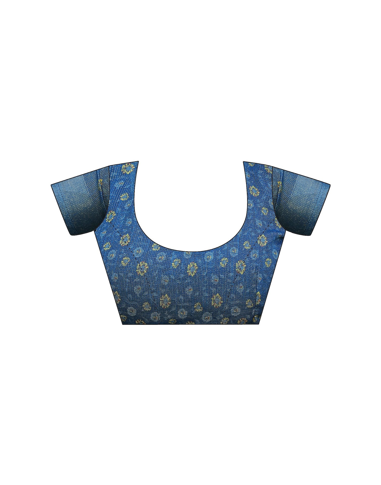Blue Cotton Floral Printed Saree