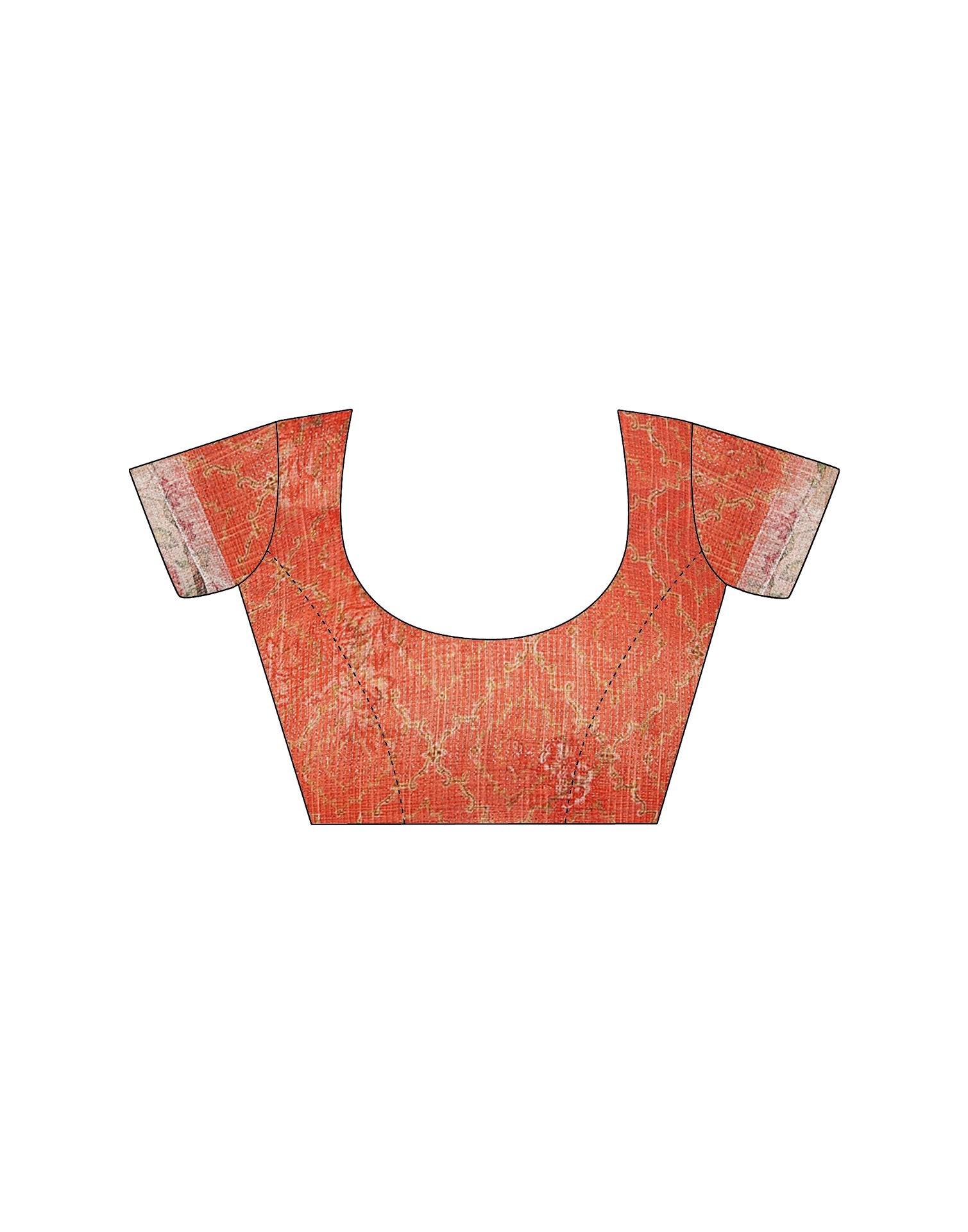 Light Orange Cotton Floral Printed Saree