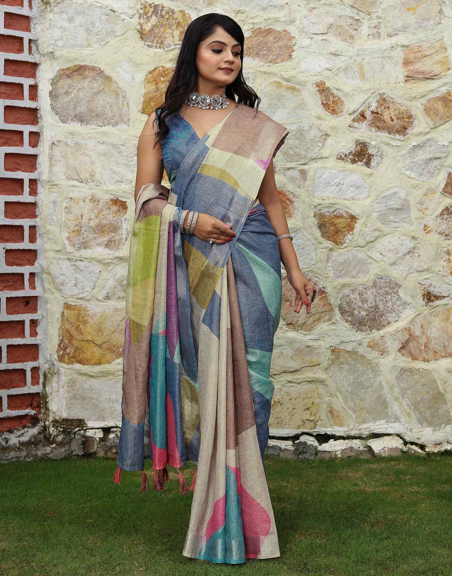 Multicoloured Cotton Printed Saree
