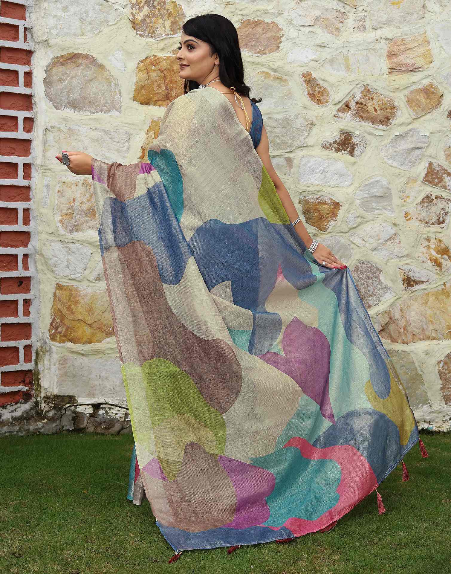 Multicoloured Cotton Printed Saree