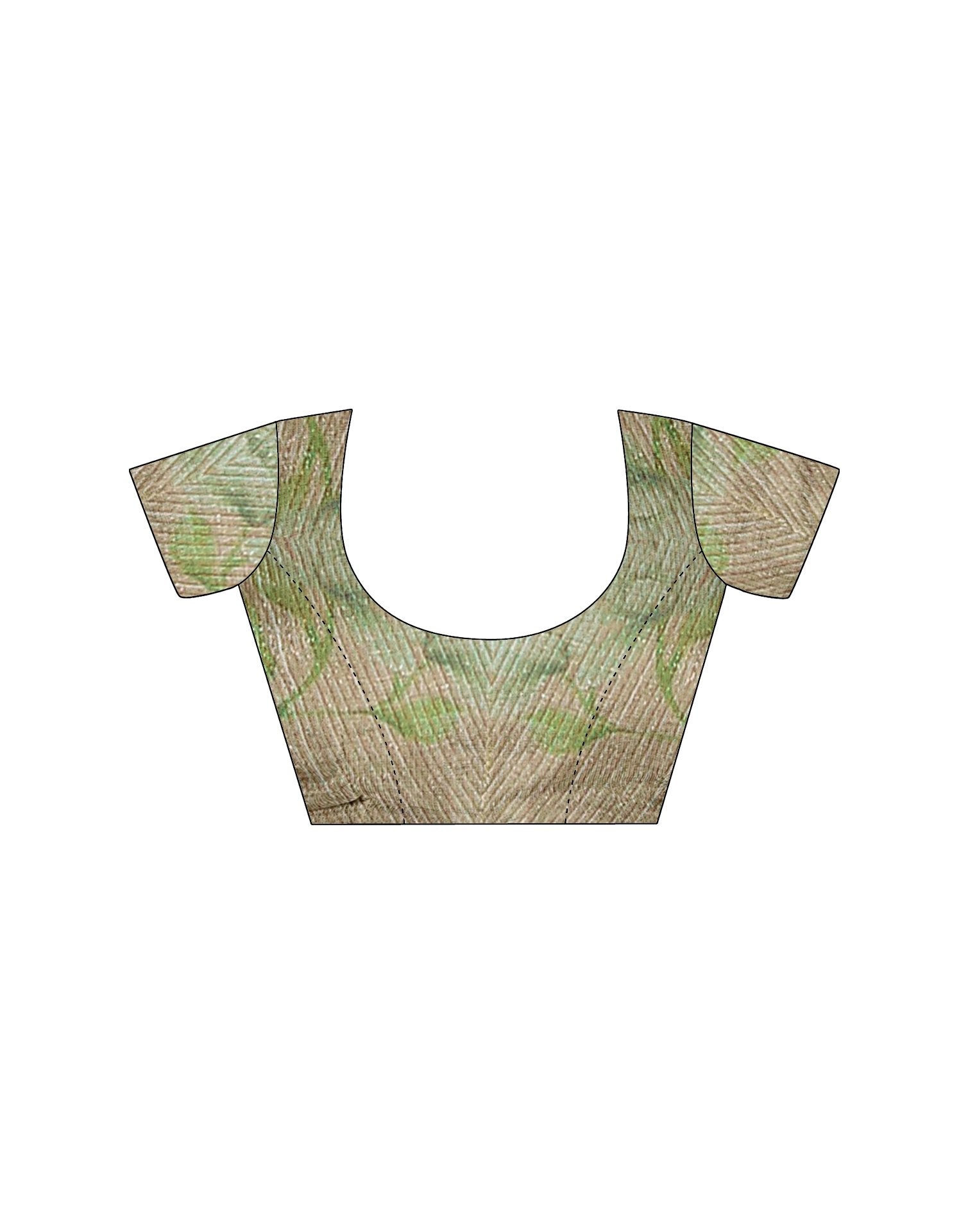 Khaki Cotton Floral Printed Saree