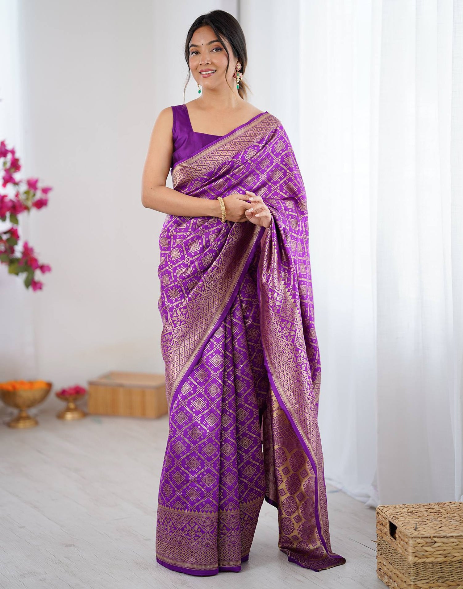 Purple Silk Woven Banarasi Saree
