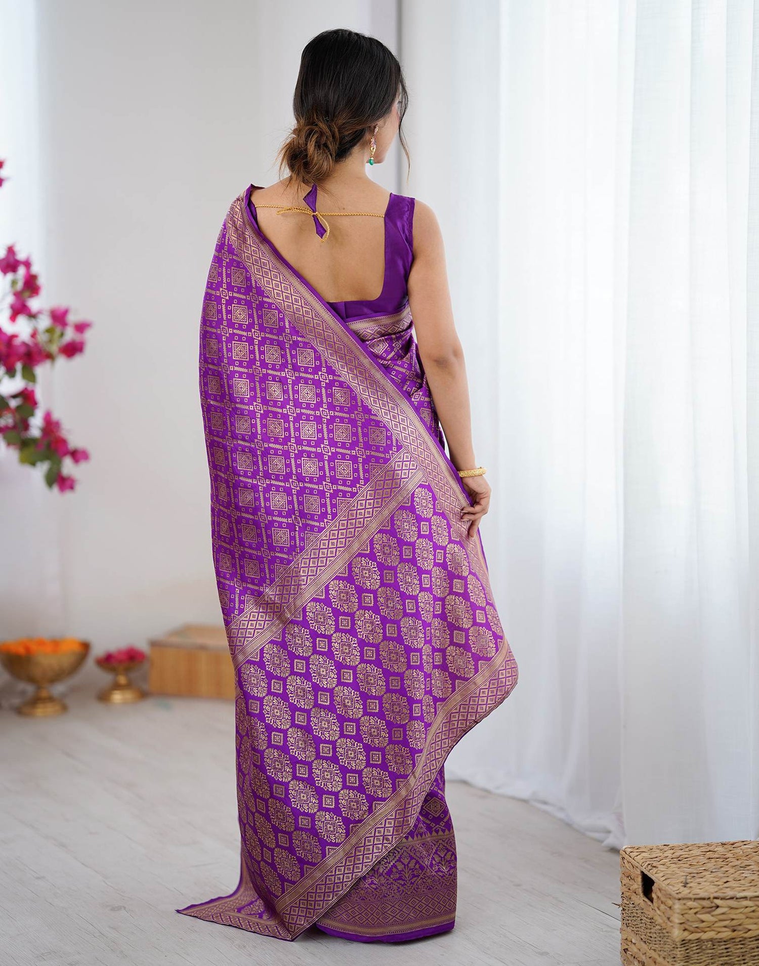 Purple Silk Woven Banarasi Saree