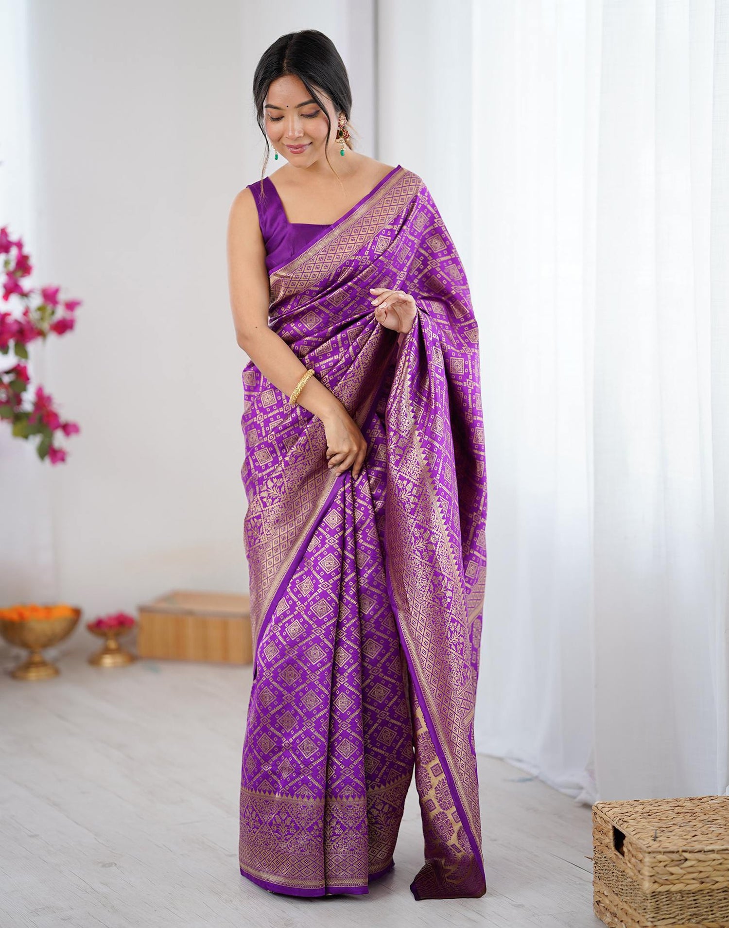 Purple Silk Woven Banarasi Saree