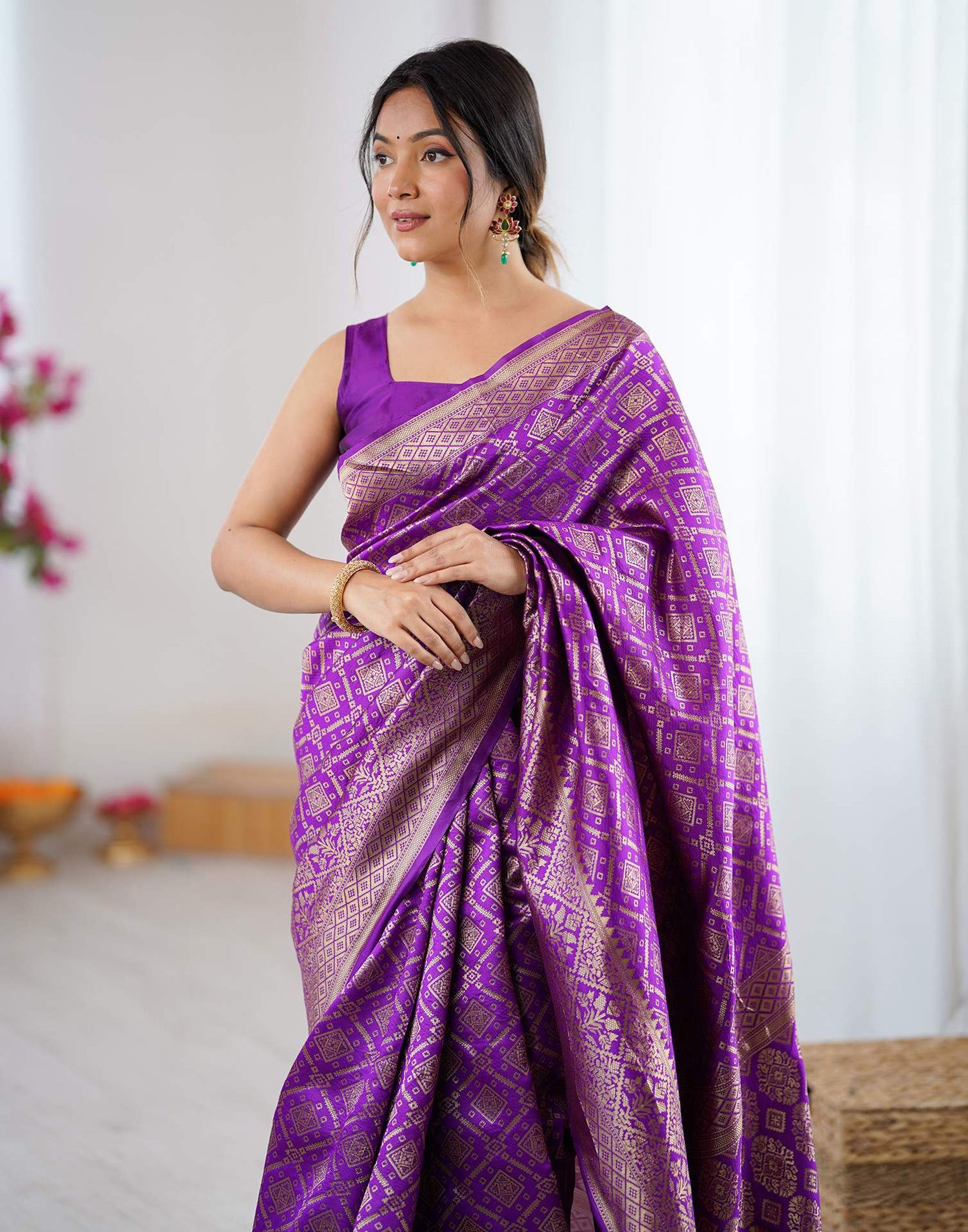 Purple Silk Woven Banarasi Saree