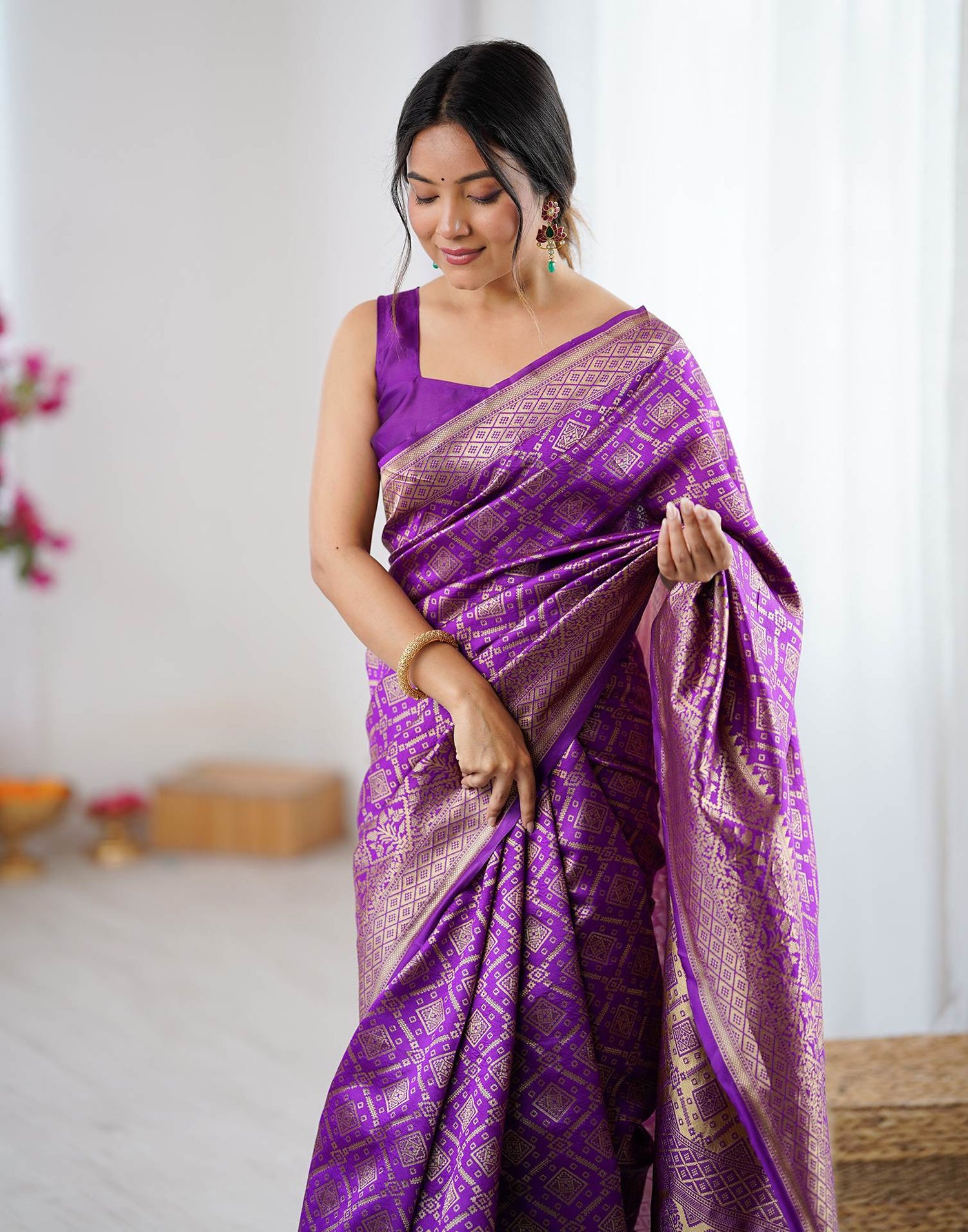 Purple Silk Woven Banarasi Saree