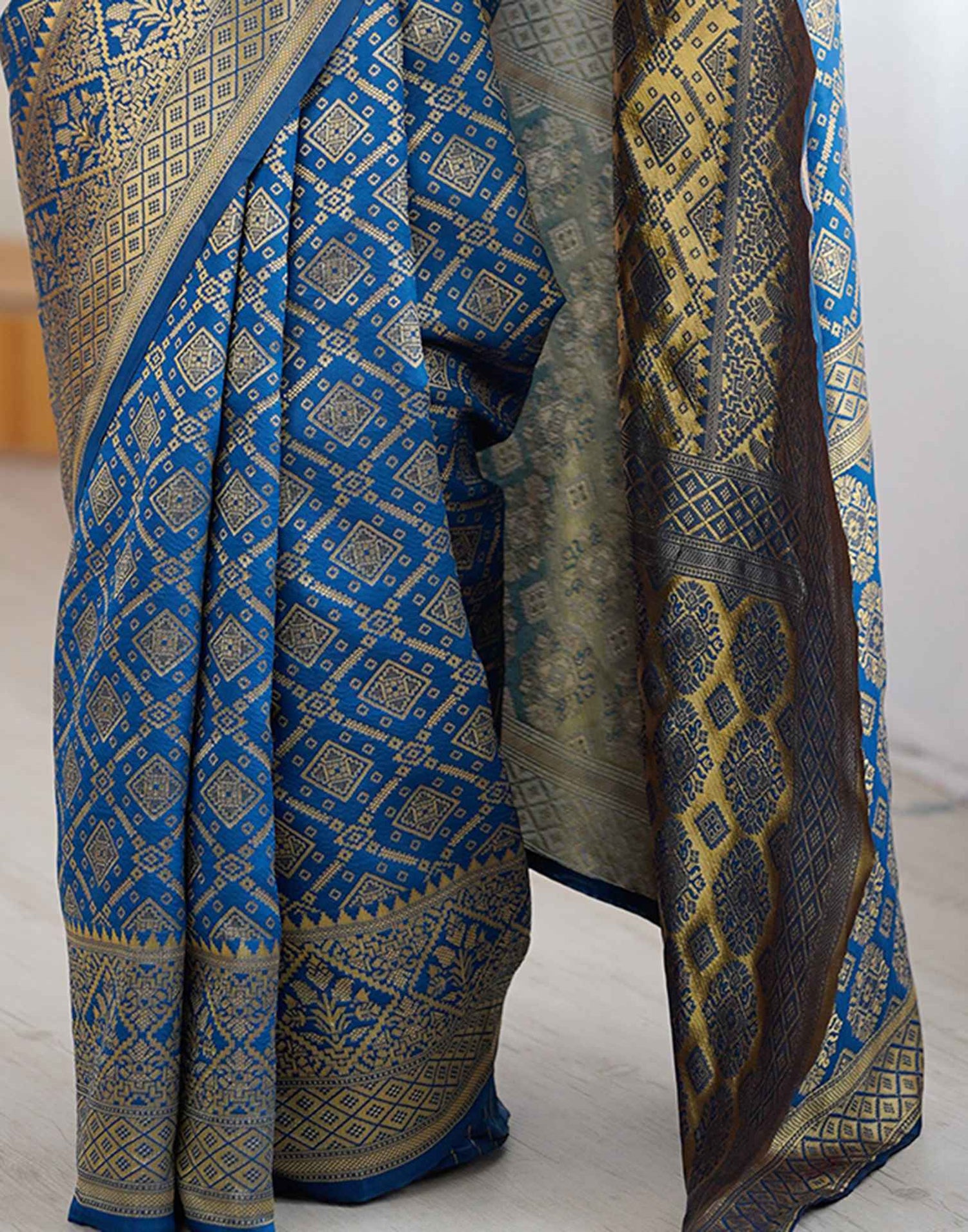 Rama Blue Silk Woven Banarasi Saree