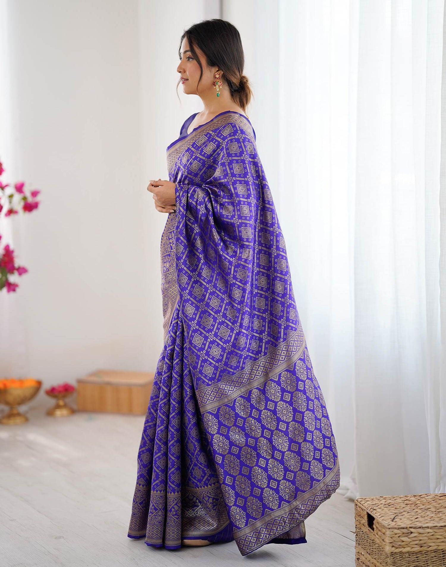 Violet Silk Woven Banarasi Saree