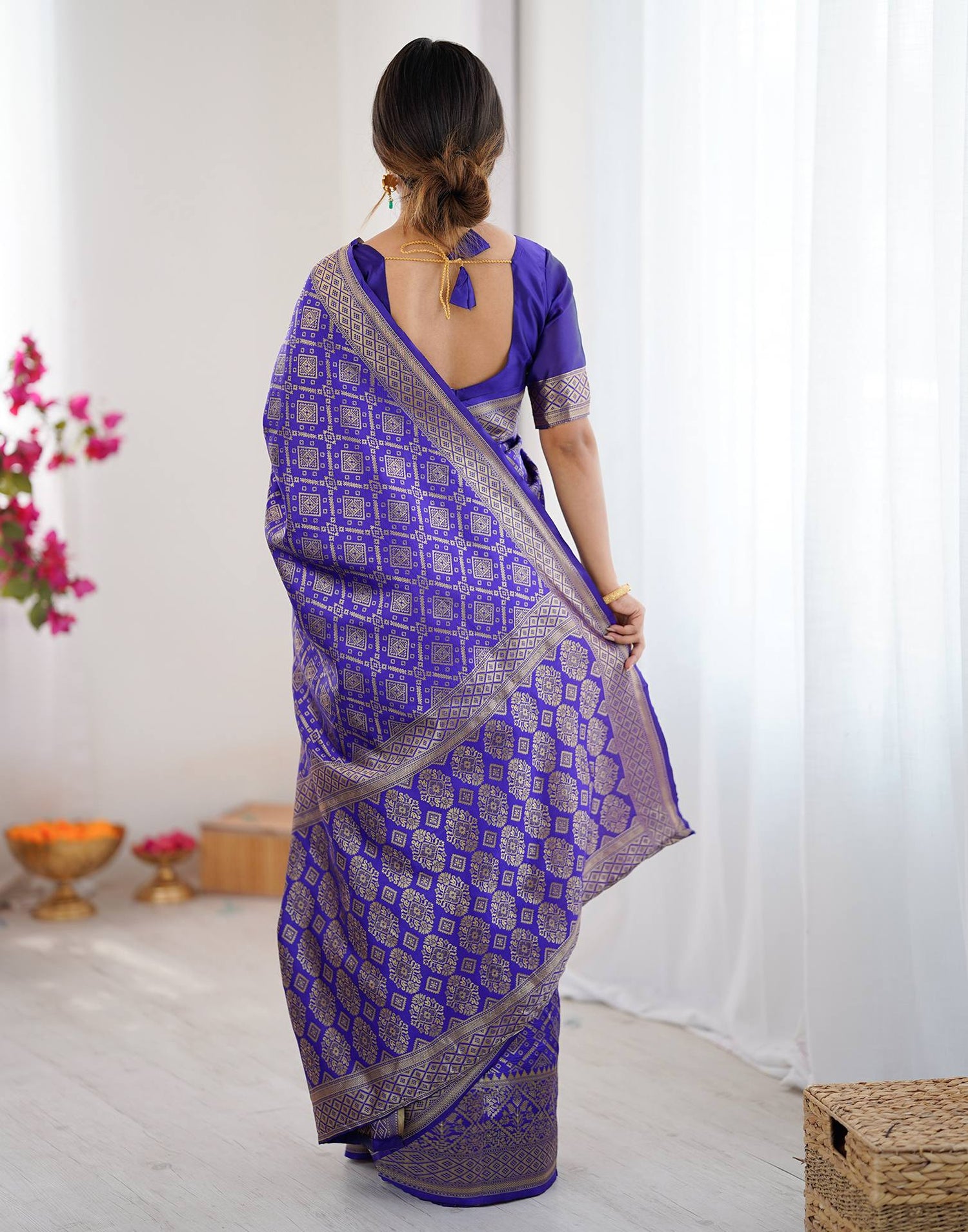 Violet Silk Woven Banarasi Saree