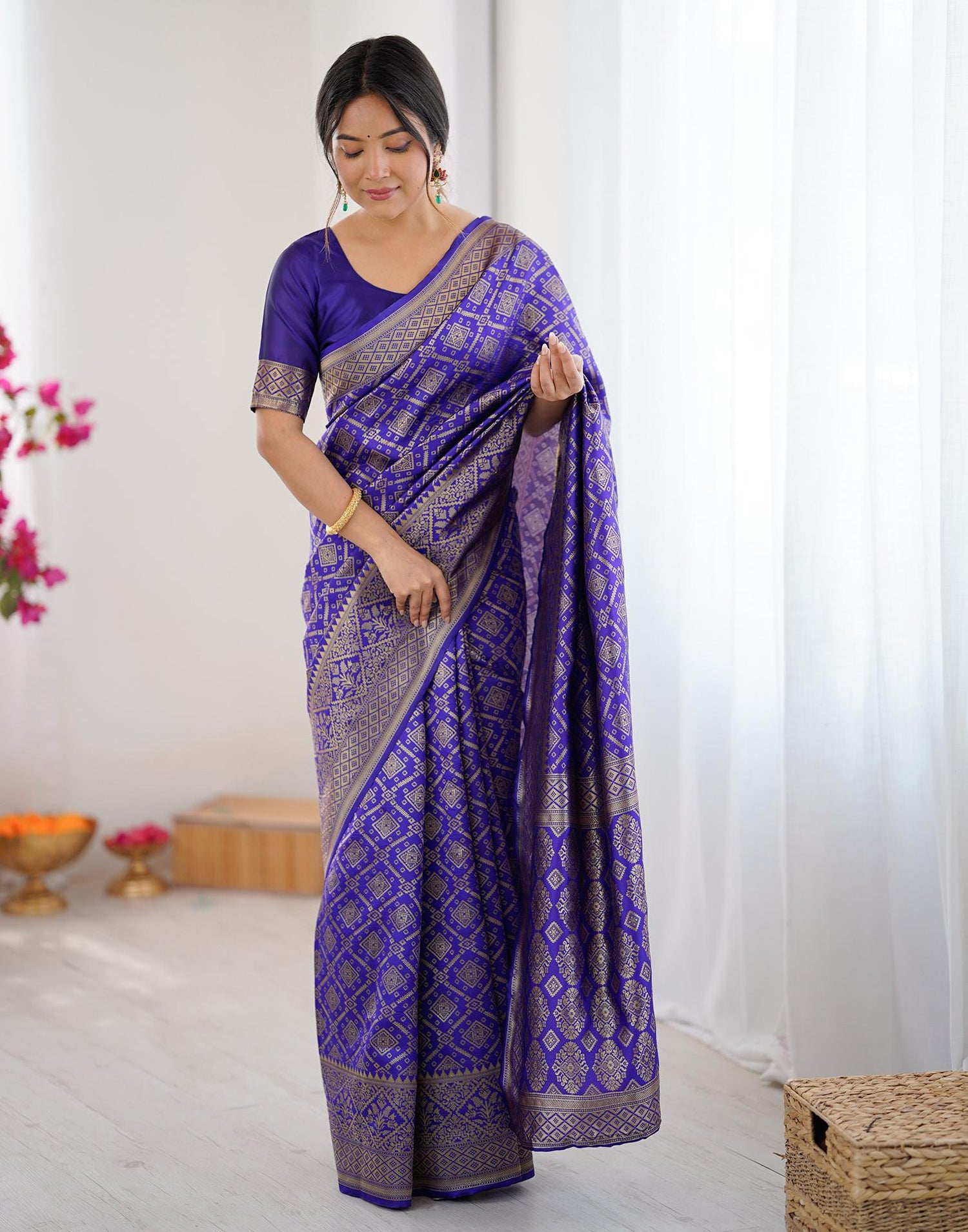 Violet Silk Woven Banarasi Saree