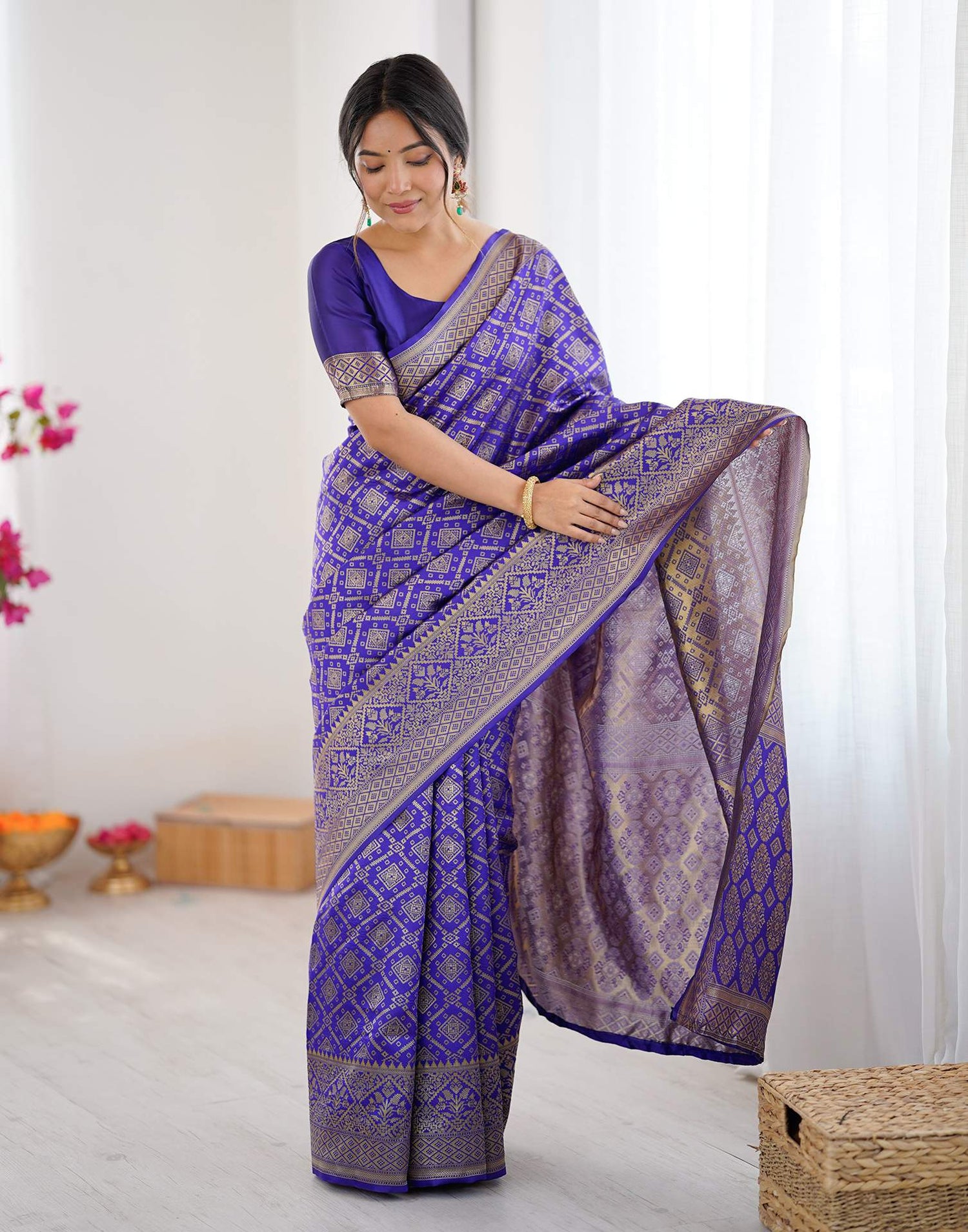 Violet Silk Woven Banarasi Saree