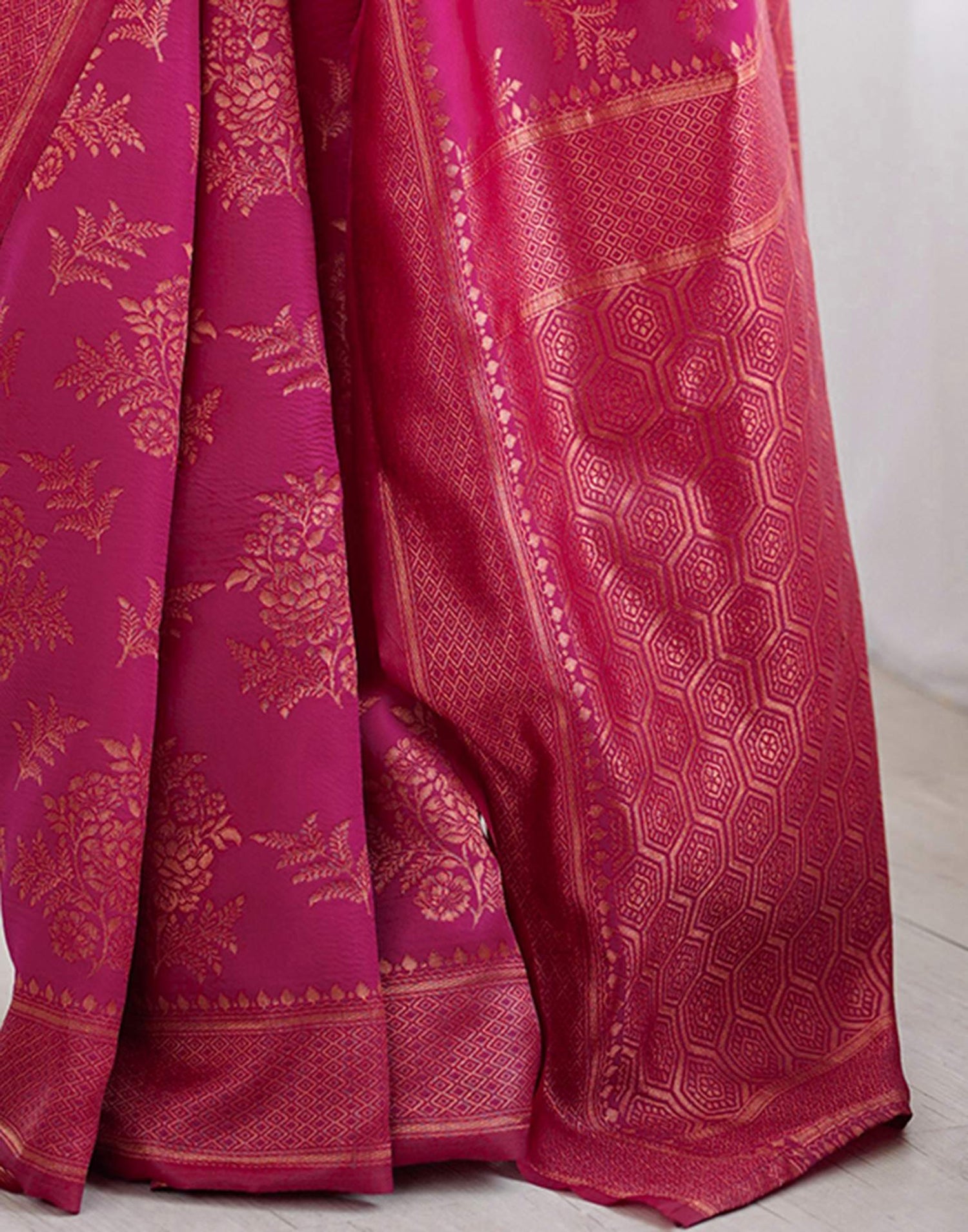 Magenta Silk Woven Banarasi Saree