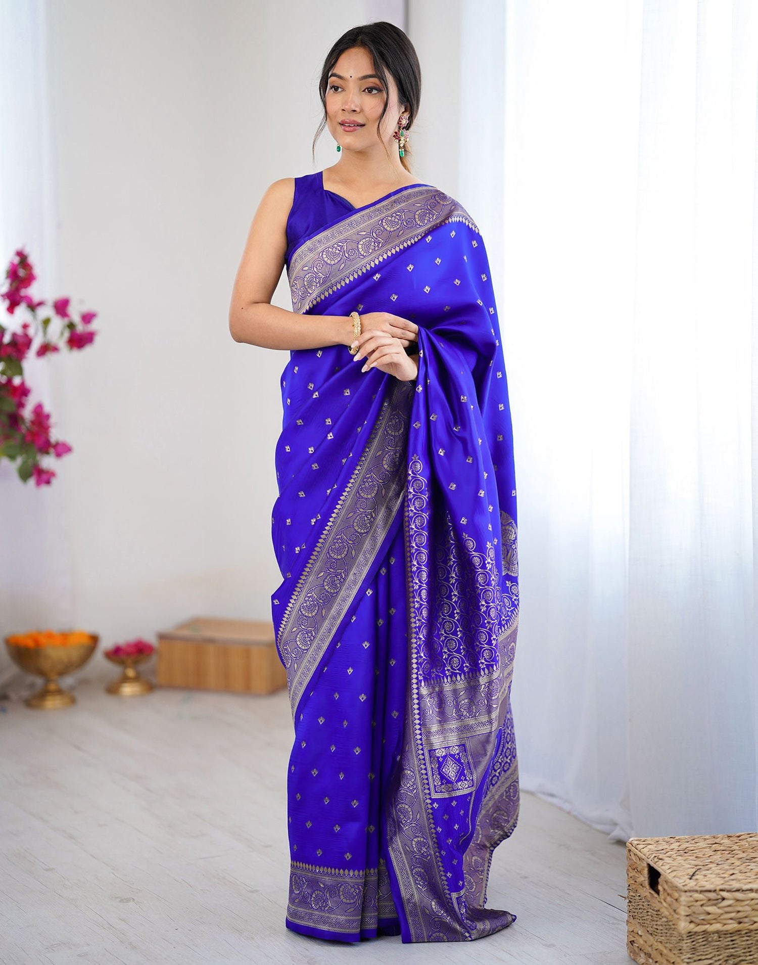 Blue Silk Woven Banarasi Saree