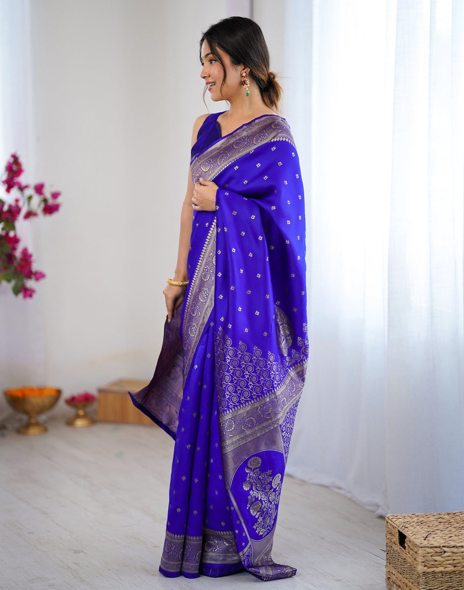 Blue Silk Woven Banarasi Saree