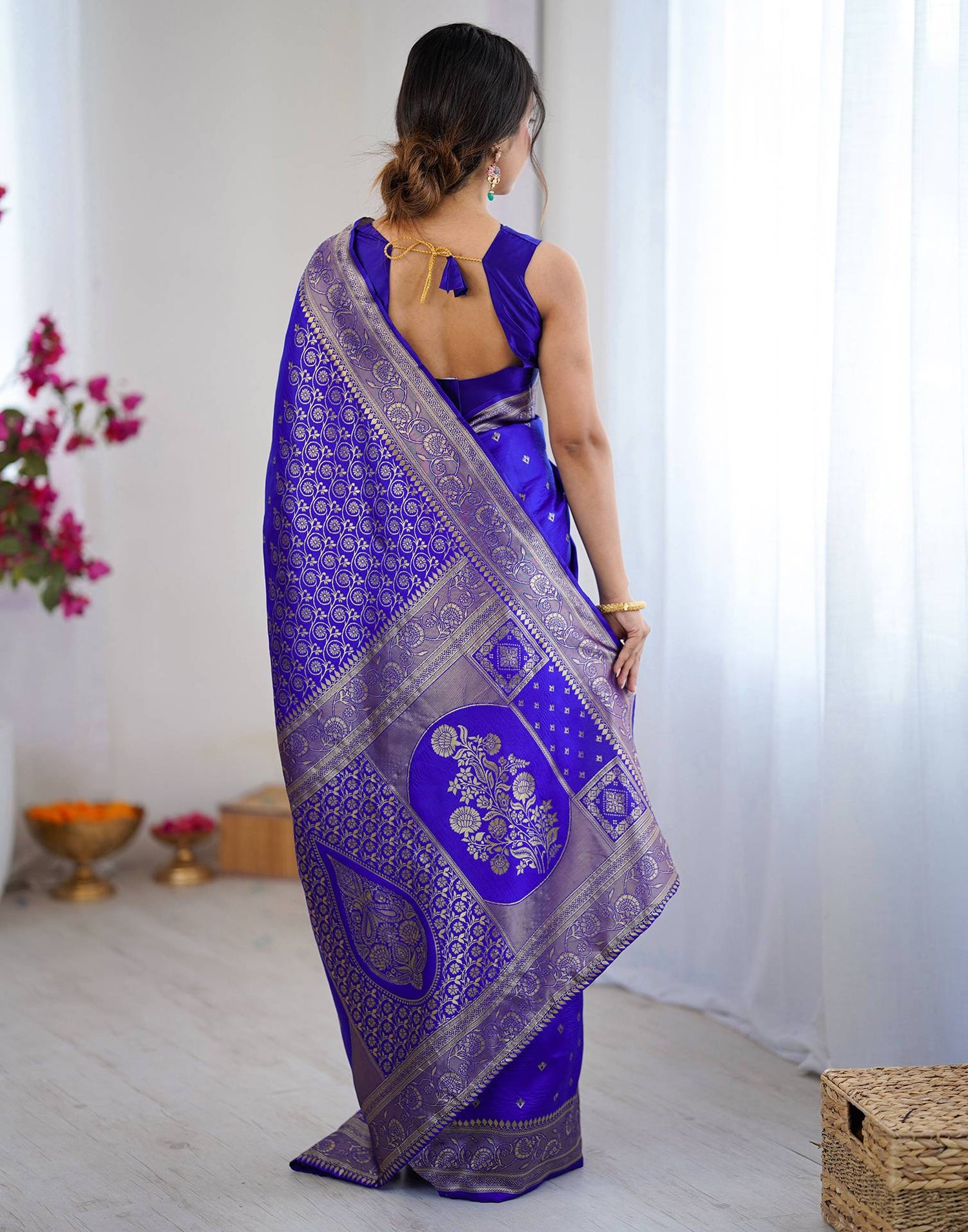 Blue Silk Woven Banarasi Saree