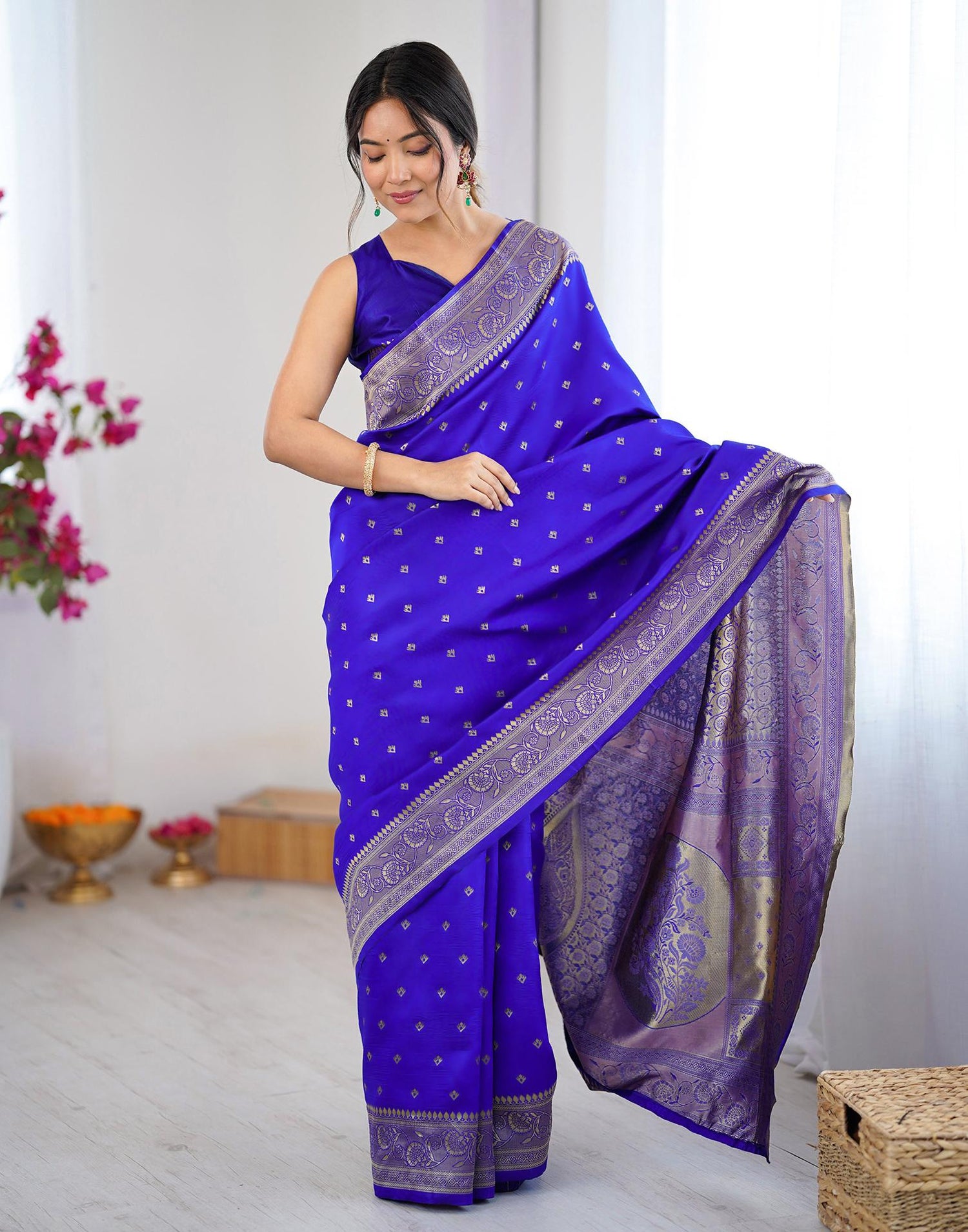 Blue Silk Woven Banarasi Saree